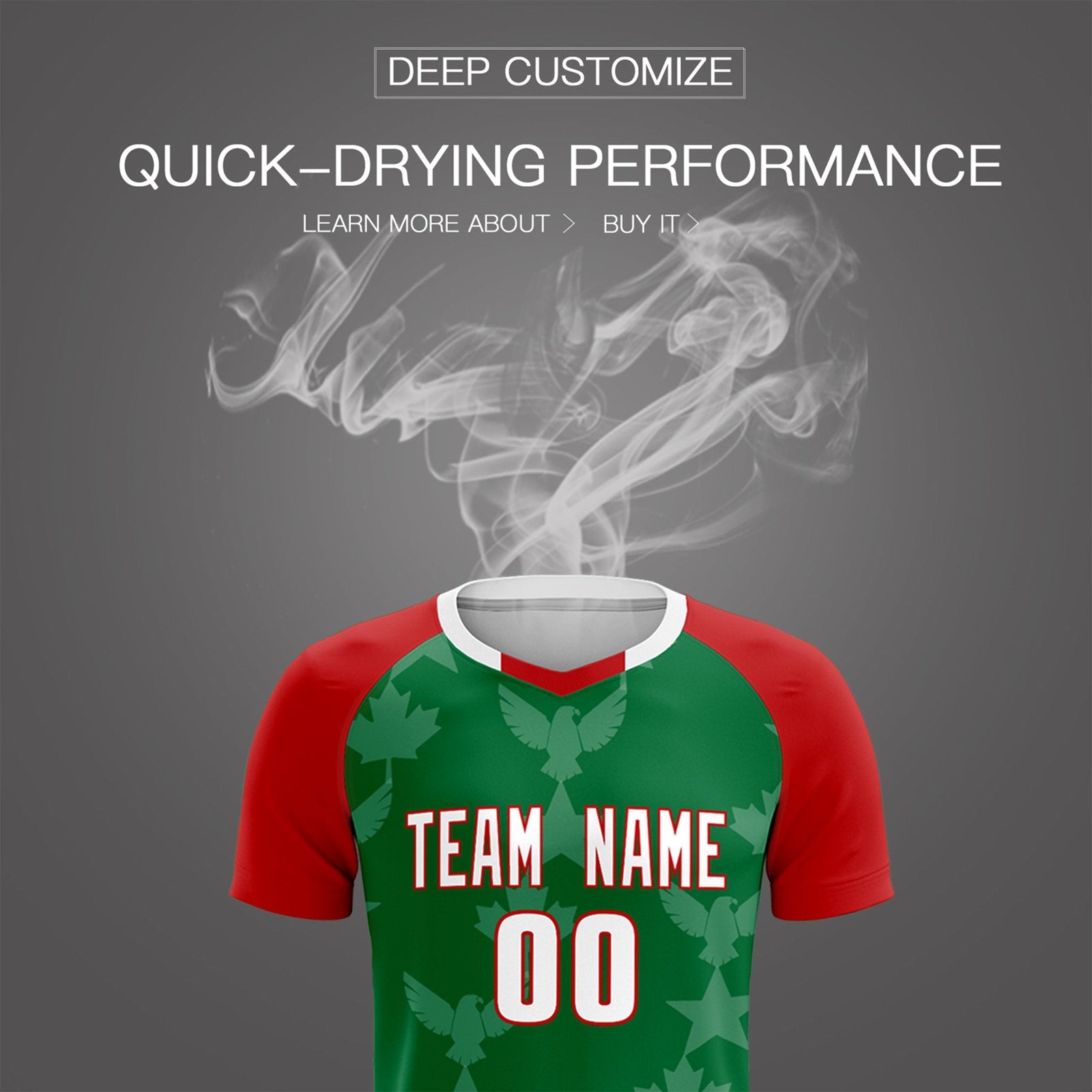 Custom Red Kelly Green World Cup Inspired Lightweight&Drapable Training Uniform Raglan Sleeve Soccer Sets Jersey