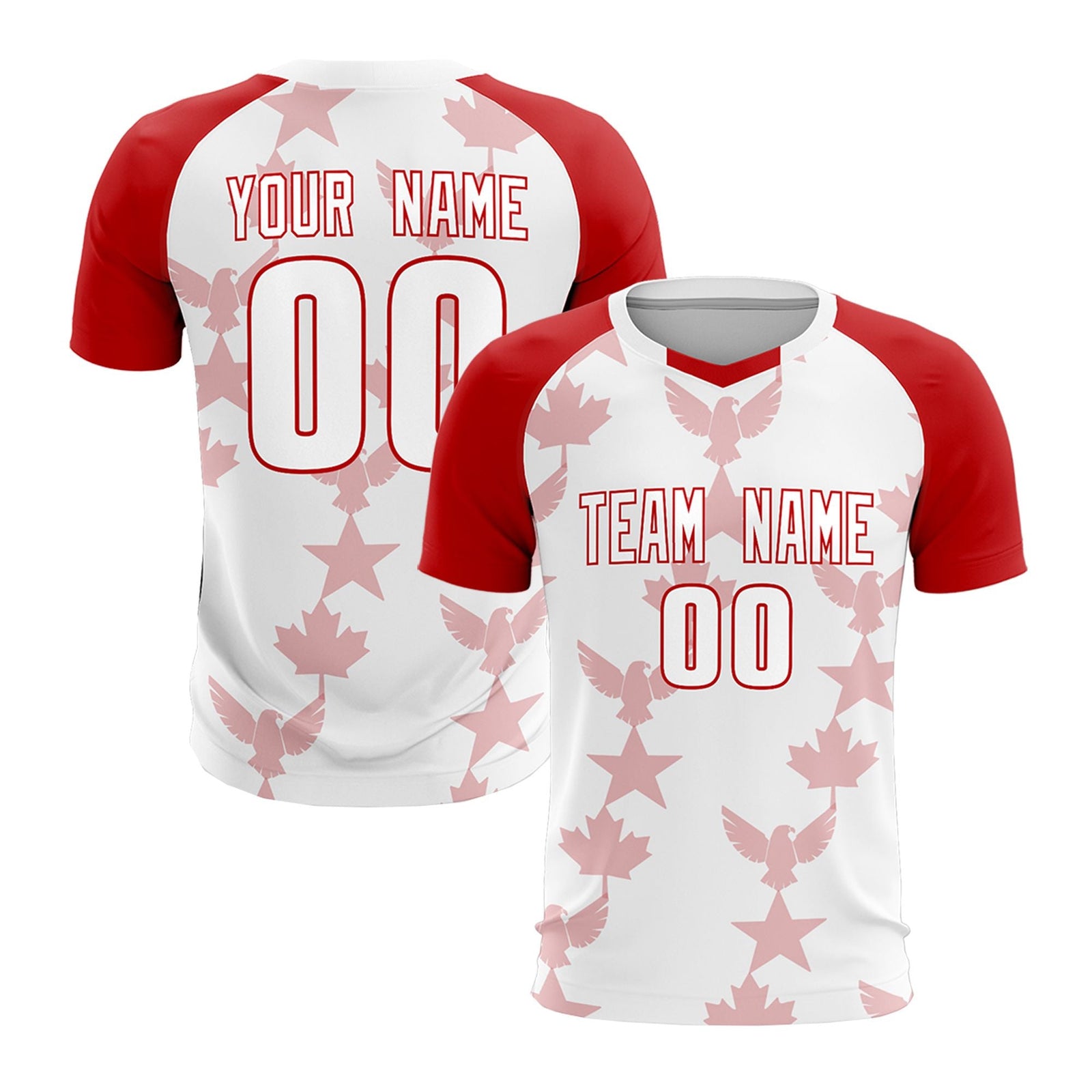 Custom Red White World Cup Inspired Breathable&Quick-Drying Training Uniform Raglan Sleeve Soccer Sets Jersey