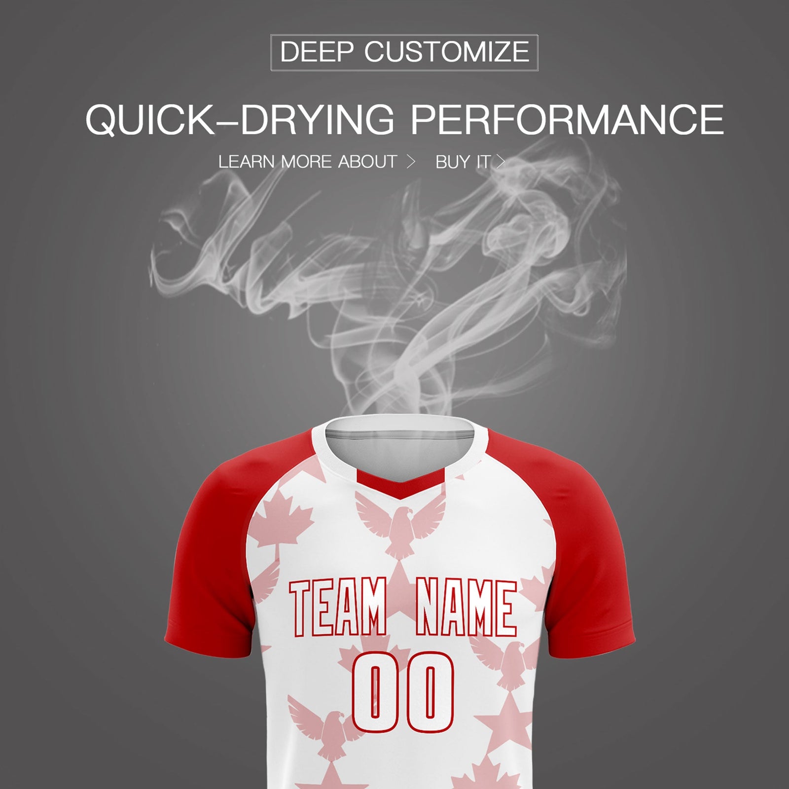 Custom Red White World Cup Inspired Breathable&Quick-Drying Training Uniform Raglan Sleeve Soccer Sets Jersey