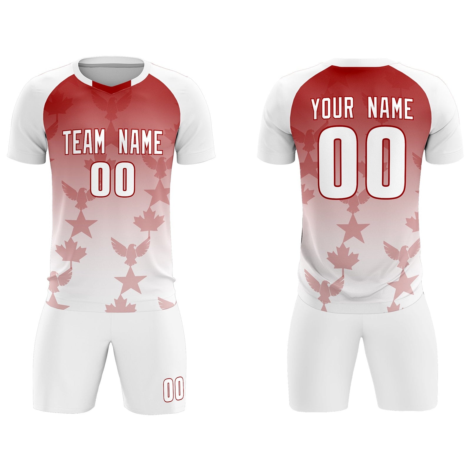 Custom White Red World Cup Inspired Wrinkle-Resistant Training Uniform Gradient Fashion Soccer Sets Jersey