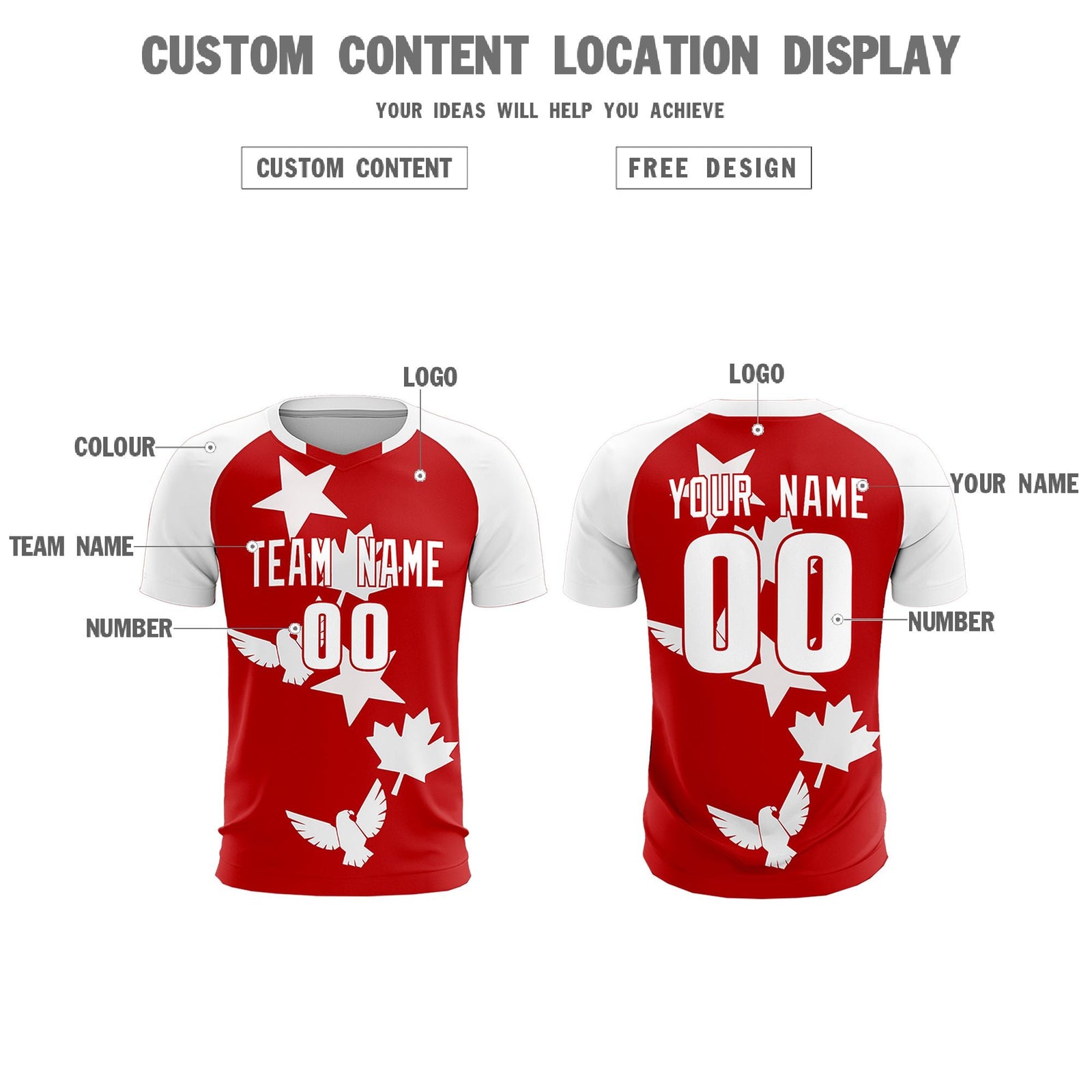 Custom White Red World Cup Inspired Lightweight&Drapable Training Uniform Raglan Sleeve Soccer Sets Jersey