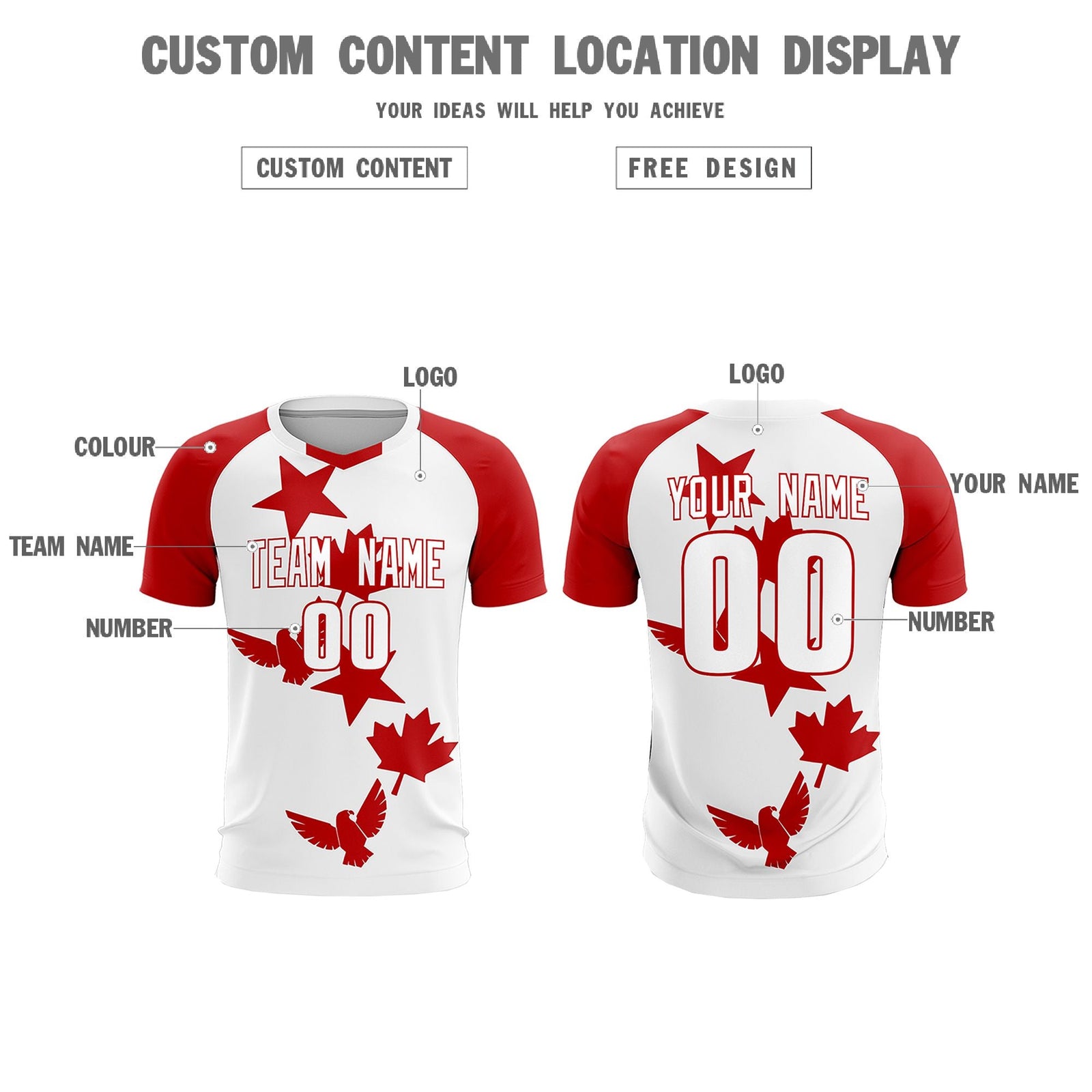 Custom Red White World Cup Inspired Lightweight&Drapable Training Uniform Raglan Sleeve Soccer Sets Jersey