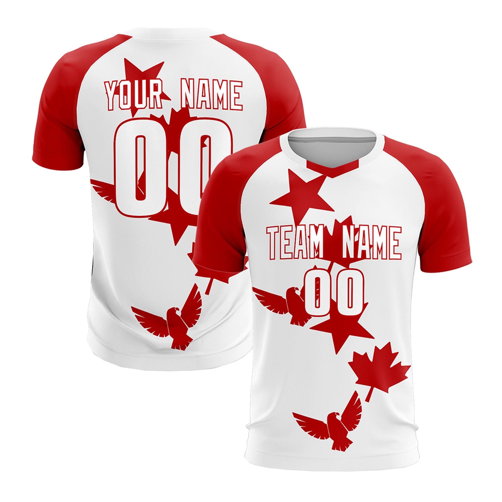 Custom Red White World Cup Inspired Lightweight&Drapable Training Uniform Raglan Sleeve Soccer Sets Jersey