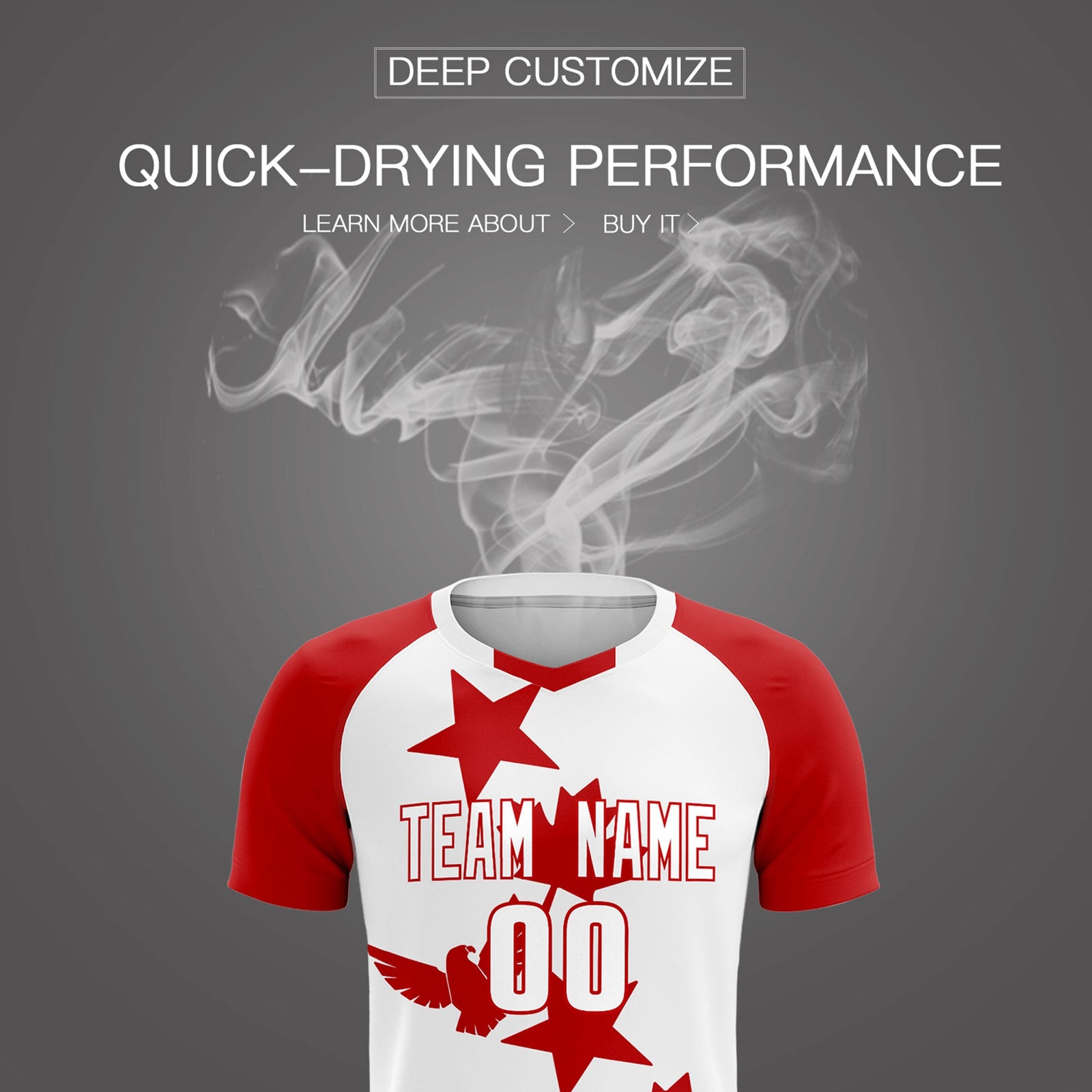 Custom Red White World Cup Inspired Lightweight&Drapable Training Uniform Raglan Sleeve Soccer Sets Jersey