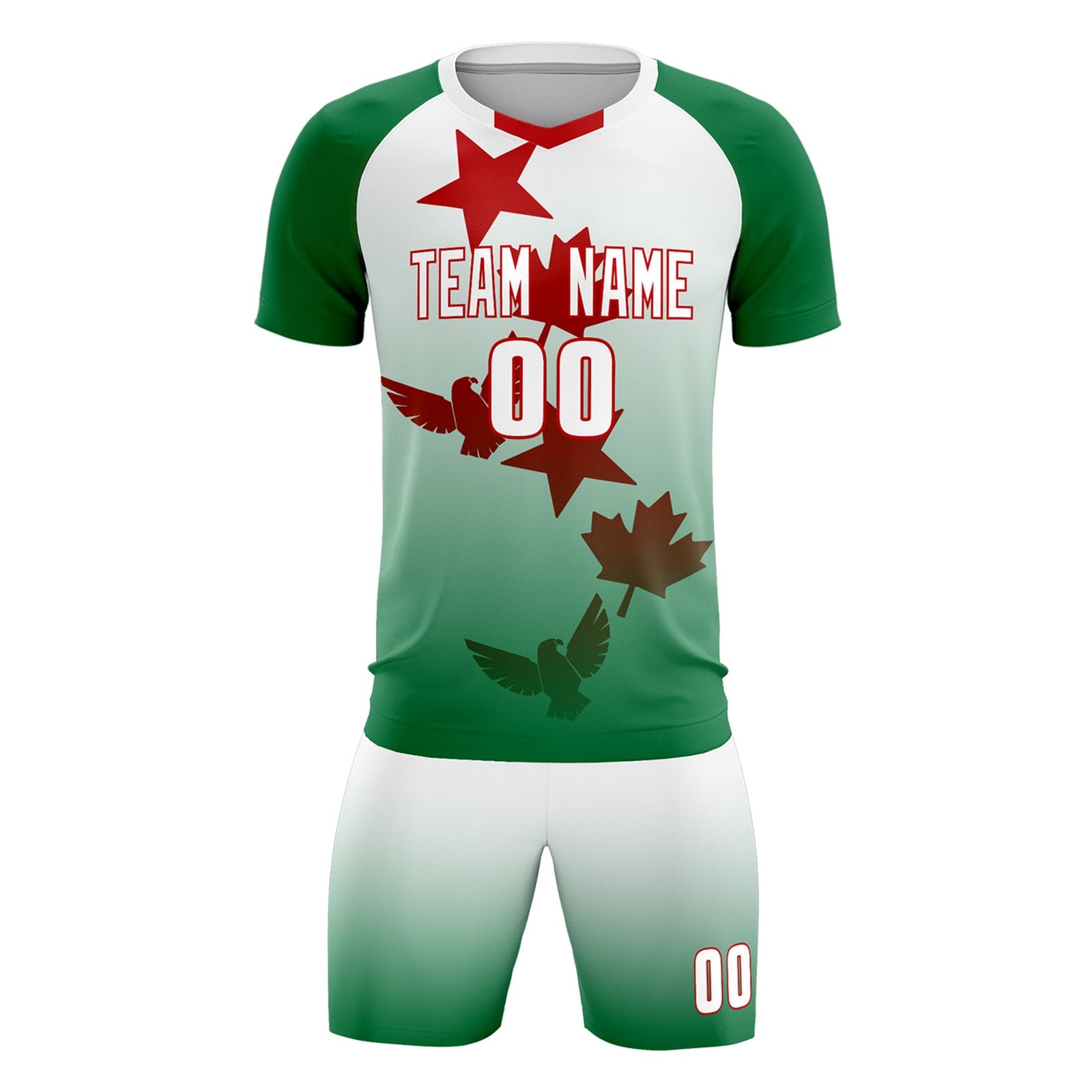 Custom Kelly Green White World Cup Inspired Quick-Drying Training Uniform Gradient Fashion Soccer Sets Jersey