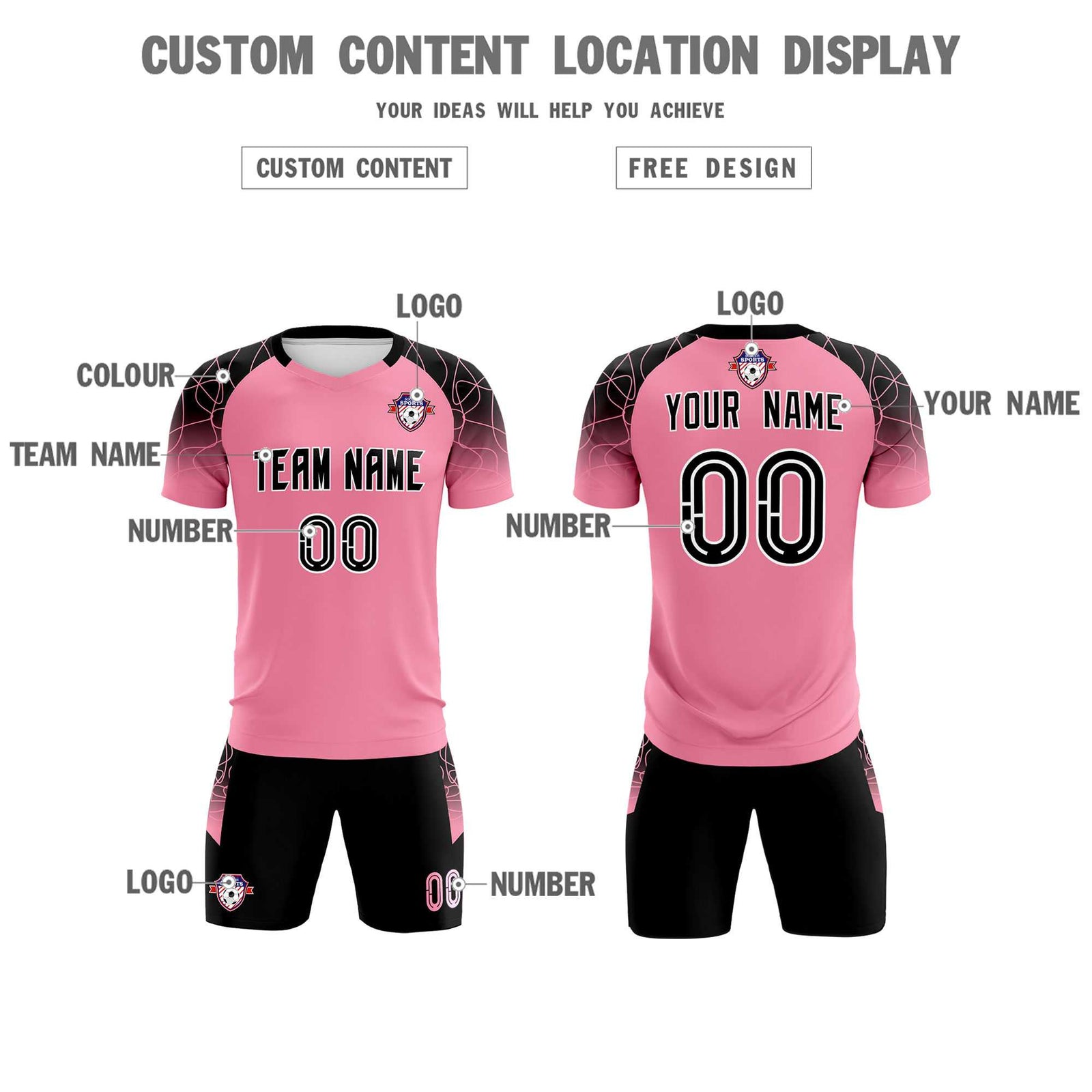Custom Light Pink Classic Soccer Training Sets Jersey For Adults/Kids