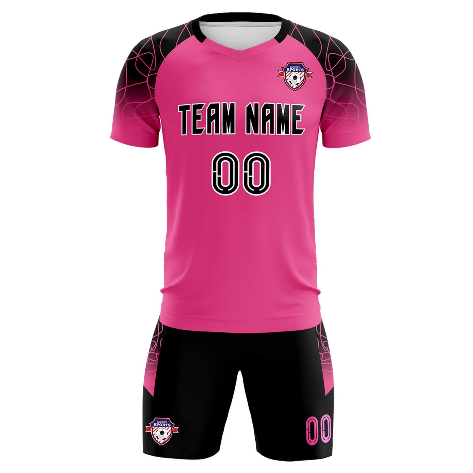 Custom Rose Red Classic Soccer Training Sets Jersey For Adults/Kids