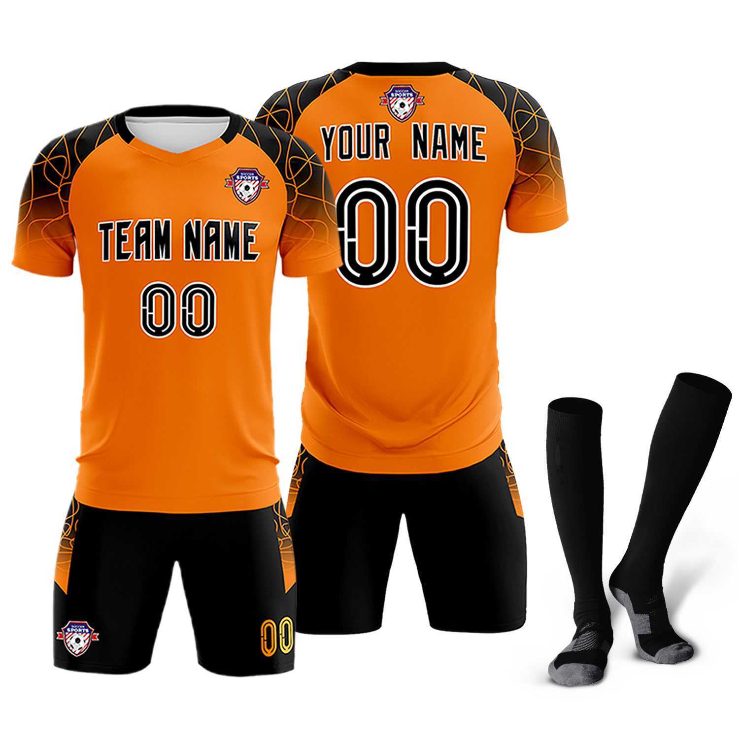 Custom Orange Classic Soccer Training Sets Jersey For Adults/Kids