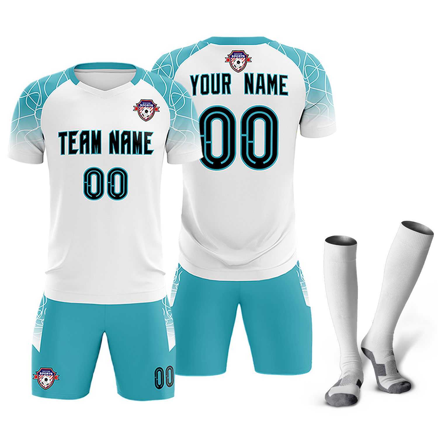 Custom White Classic Soccer Training Sets Jersey For Adults/Kids