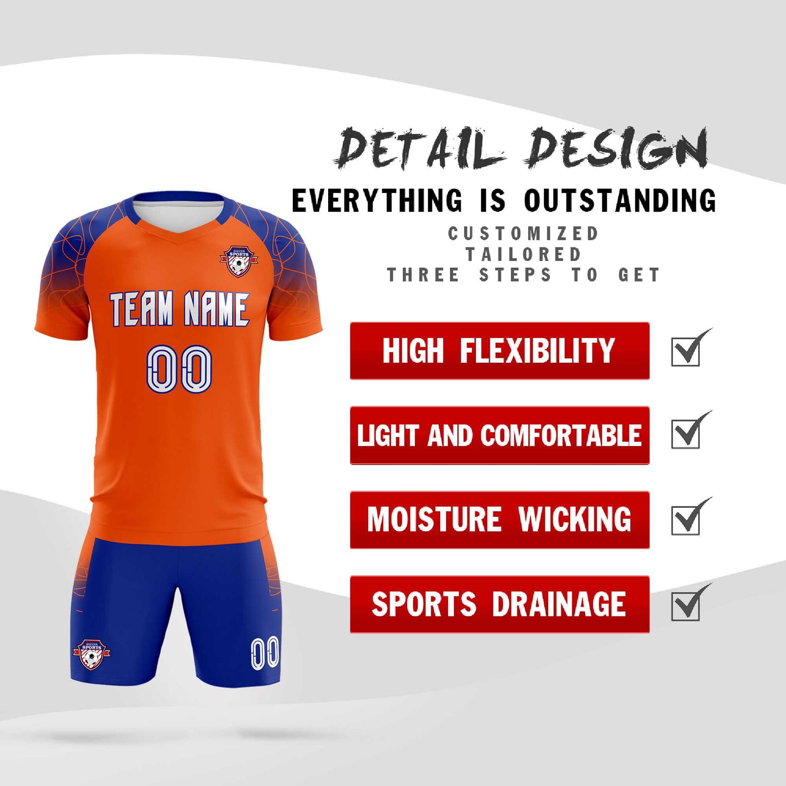 Custom Orange Classic Soccer Training Sets Jersey For Adults/Kids