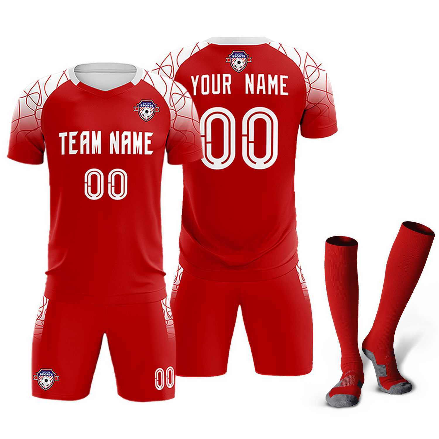 Custom Red Classic Soccer Training Sets Jersey For Adults/Kids