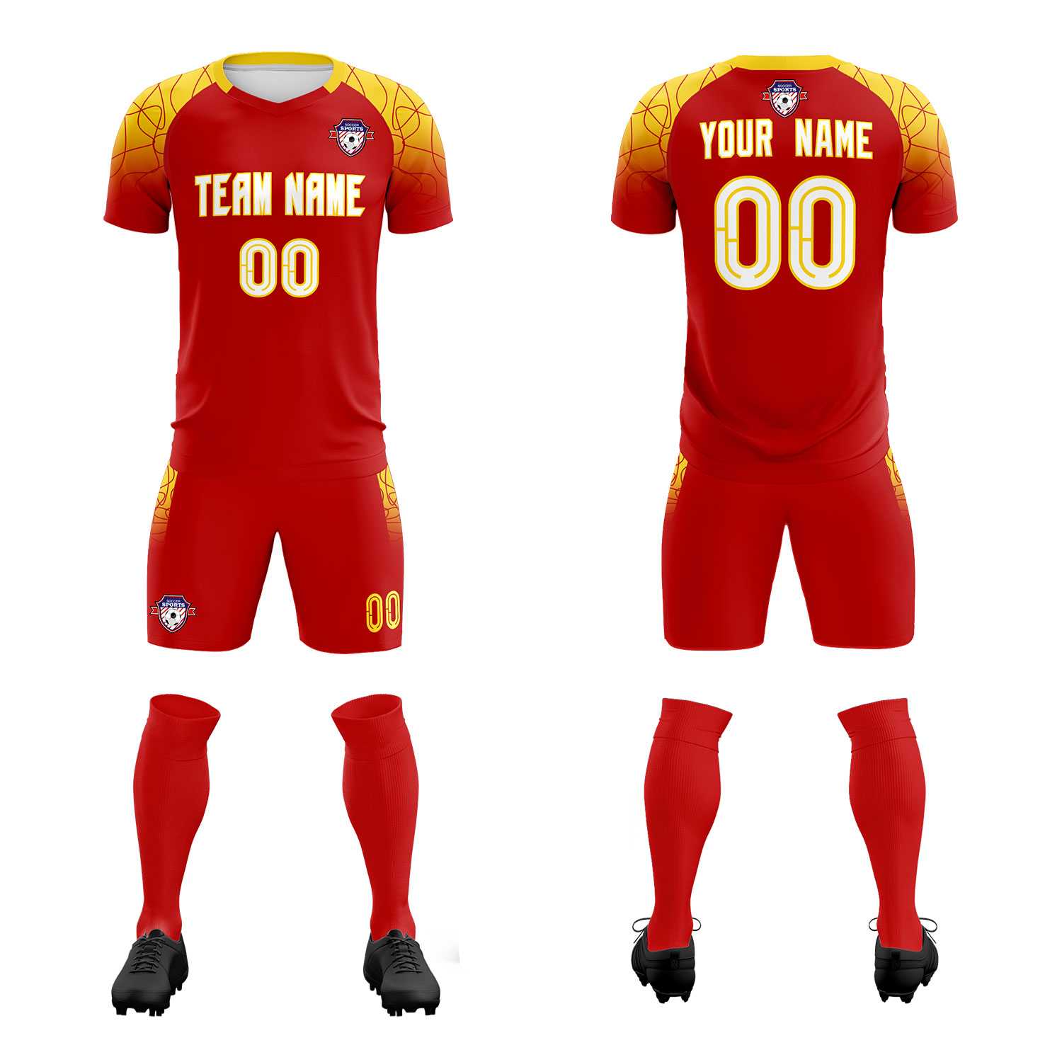 Custom Red Classic Soccer Training Sets Jersey For Adults/Kids