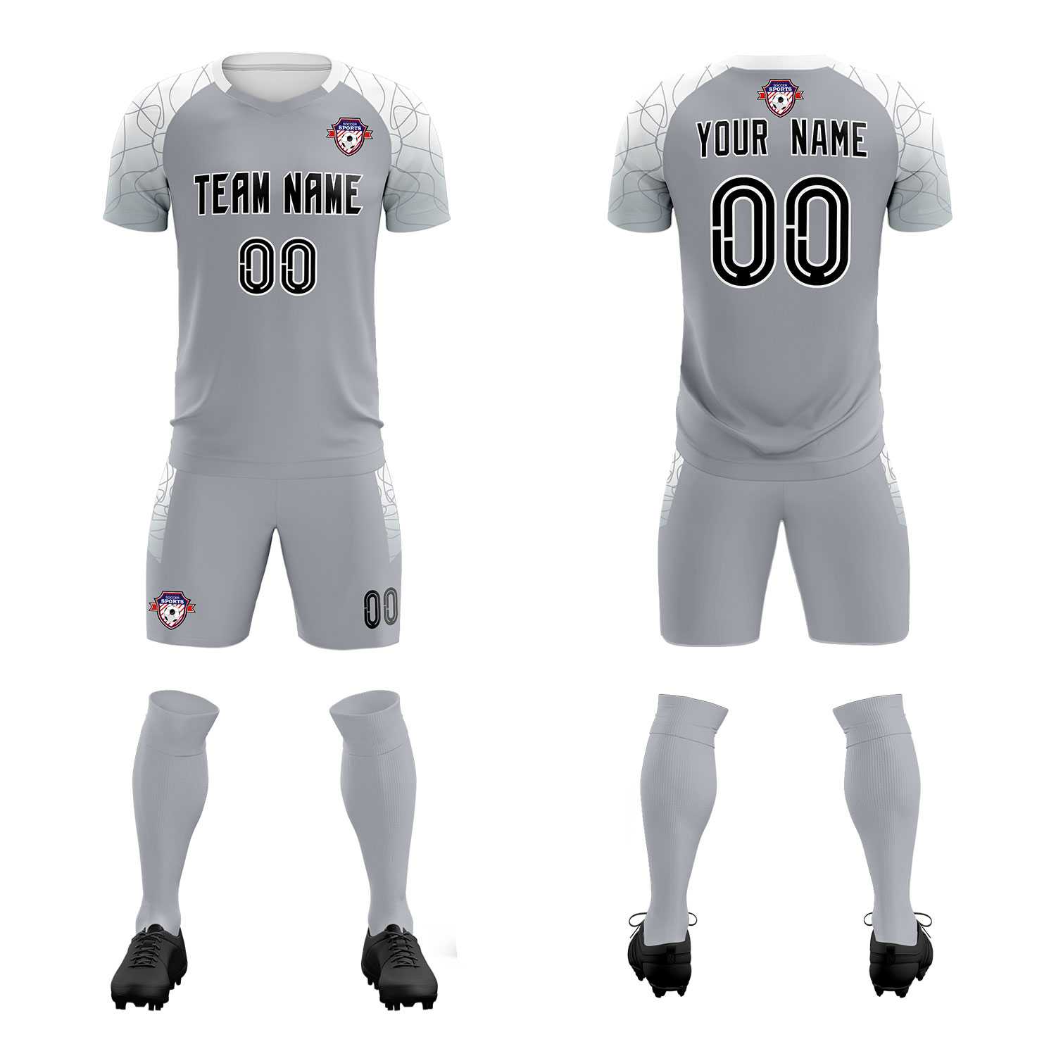 Custom Silver Classic Soccer Training Sets Jersey For Adults/Kids