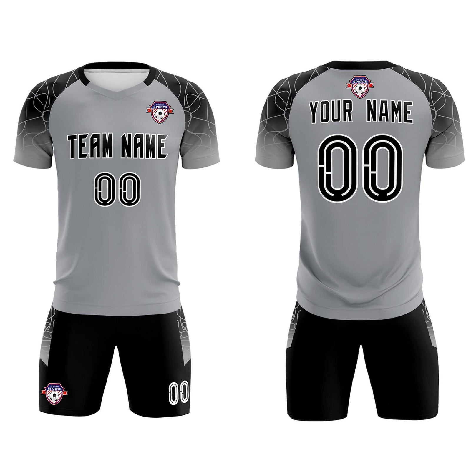 Custom Silver Classic Soccer Training Sets Jersey For Adults/Kids