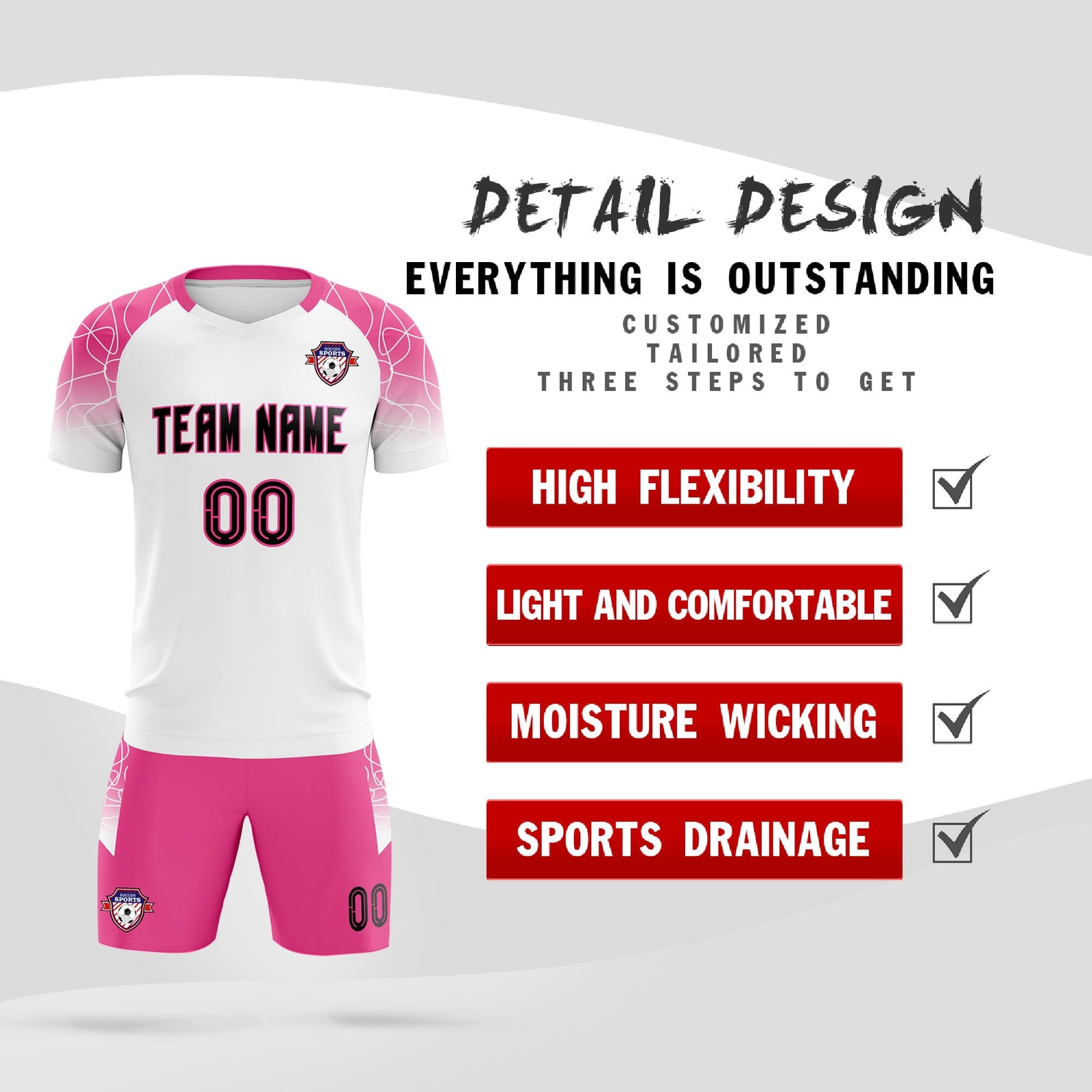 Custom White Classic Soccer Training Sets Jersey For Adults/Kids
