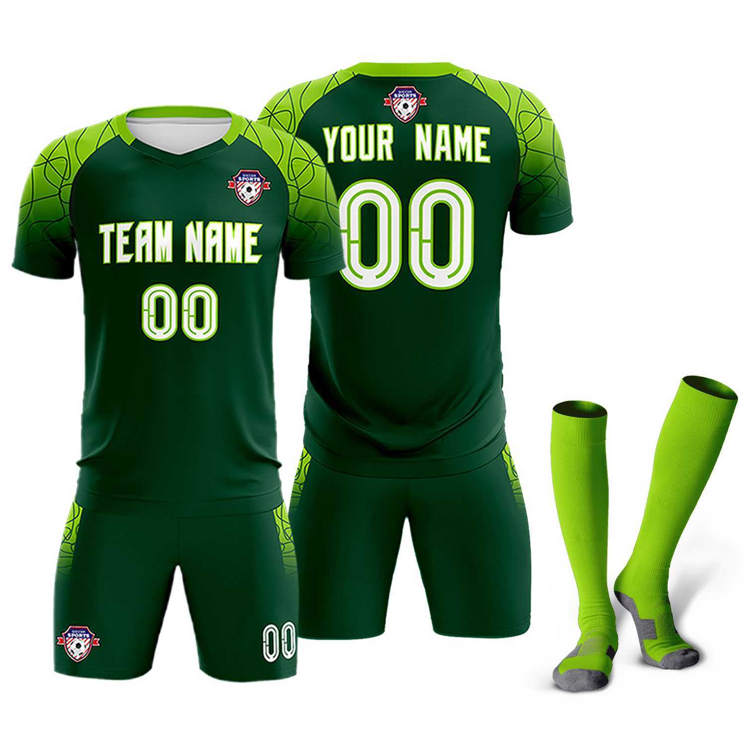 Custom Green Classic Soccer Training Sets Jersey For Adults/Kids