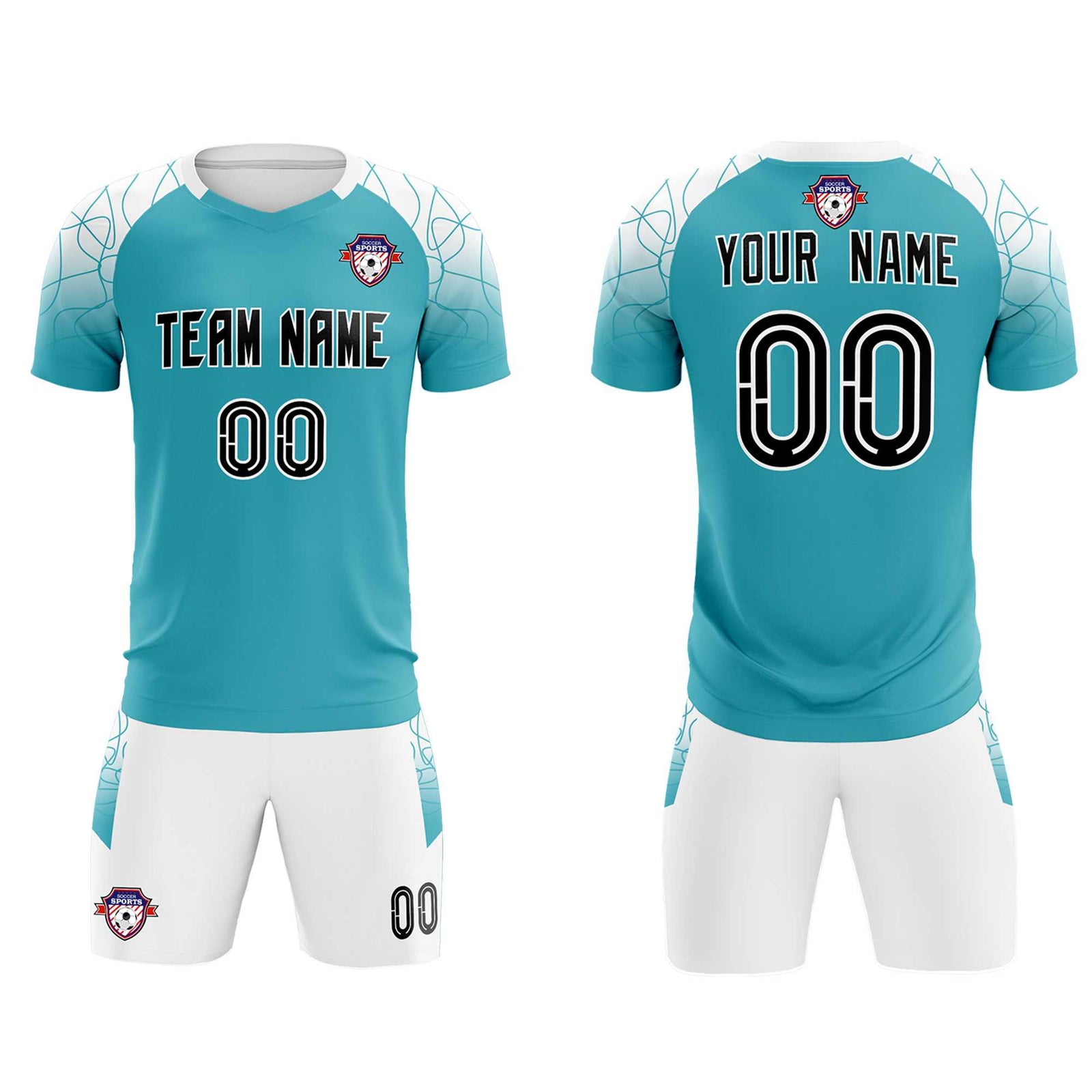 Custom Aqua Classic Soccer Training Sets Jersey For Adults/Kids