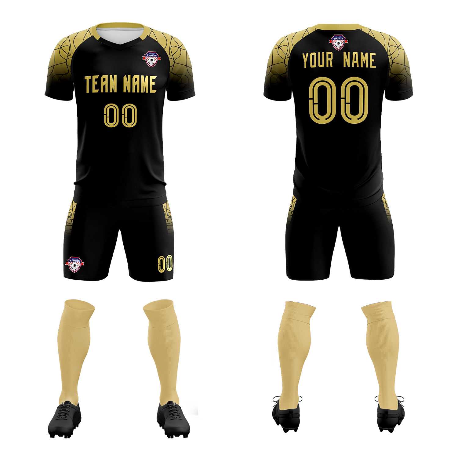 Custom Black Classic Soccer Training Sets Jersey For Adults/Kids