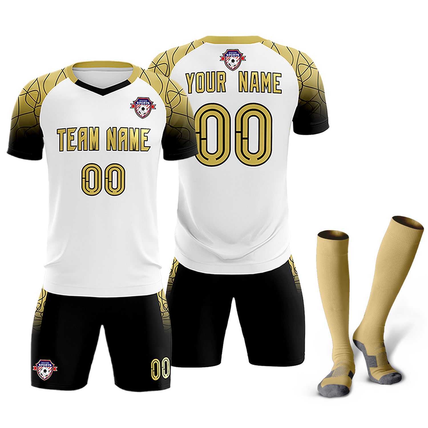 Custom White Classic Soccer Training Sets Jersey For Adults/Kids