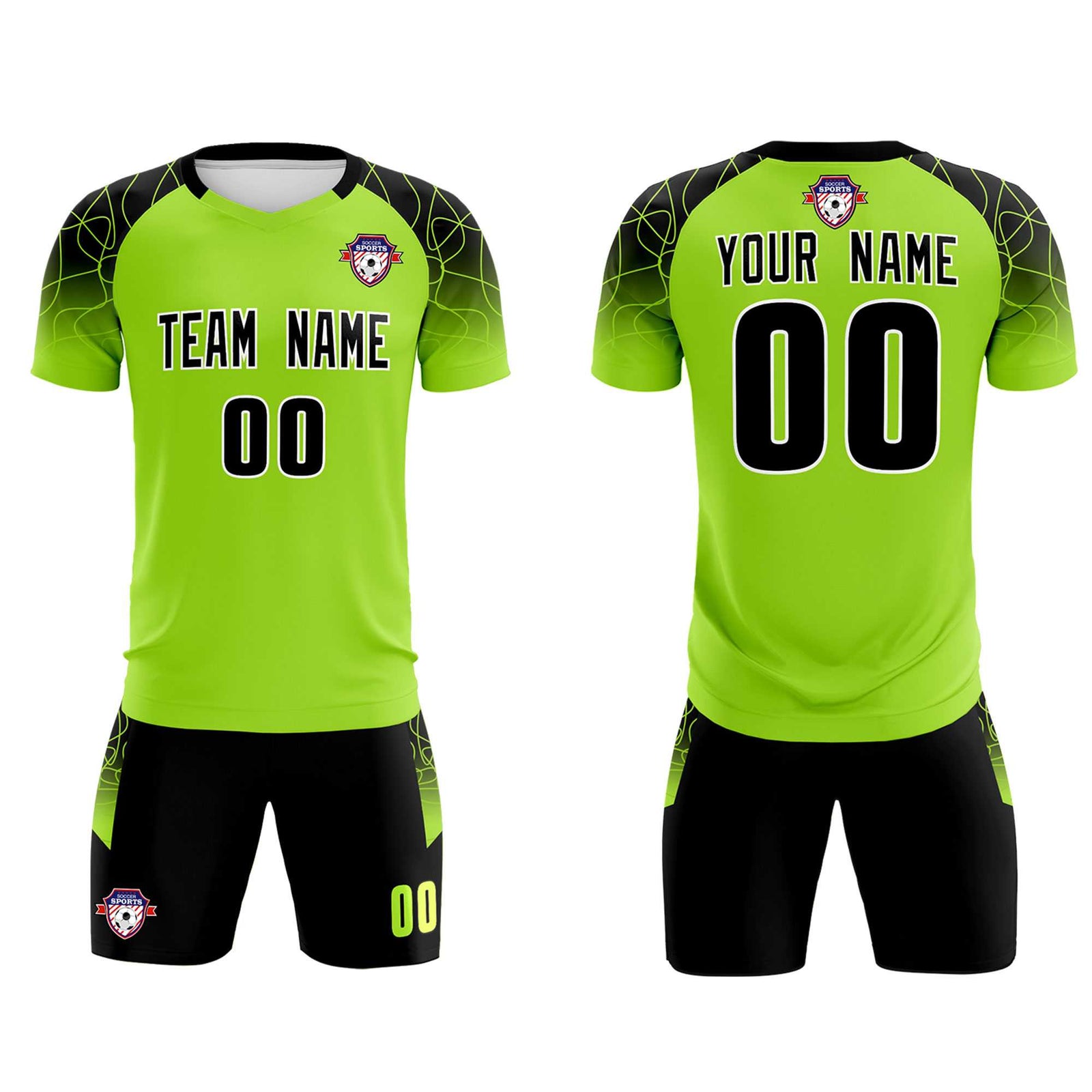 Custom Neon Green Classic Soccer Training Sets Jersey For Adults/Kids