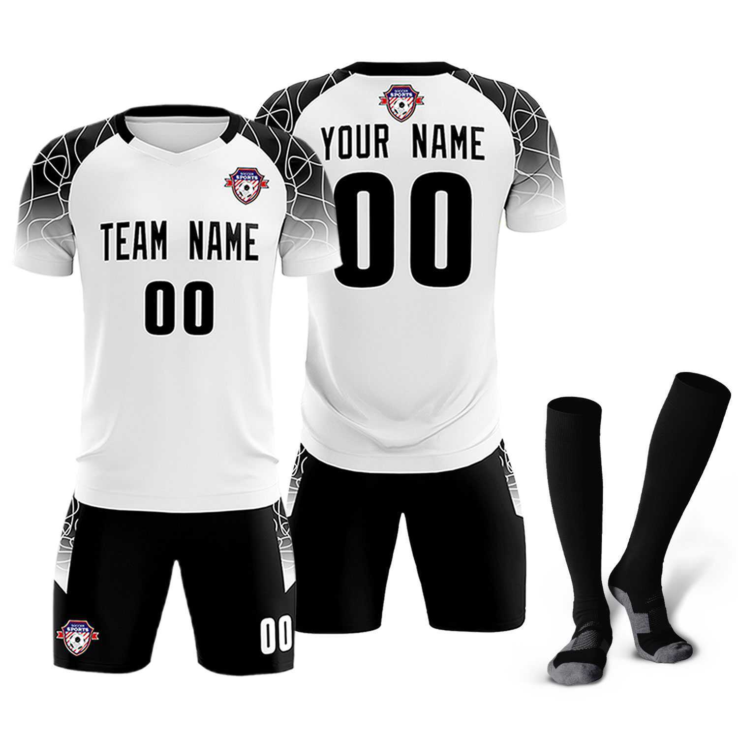 Custom White Classic Soccer Training Sets Jersey For Adults/Kids