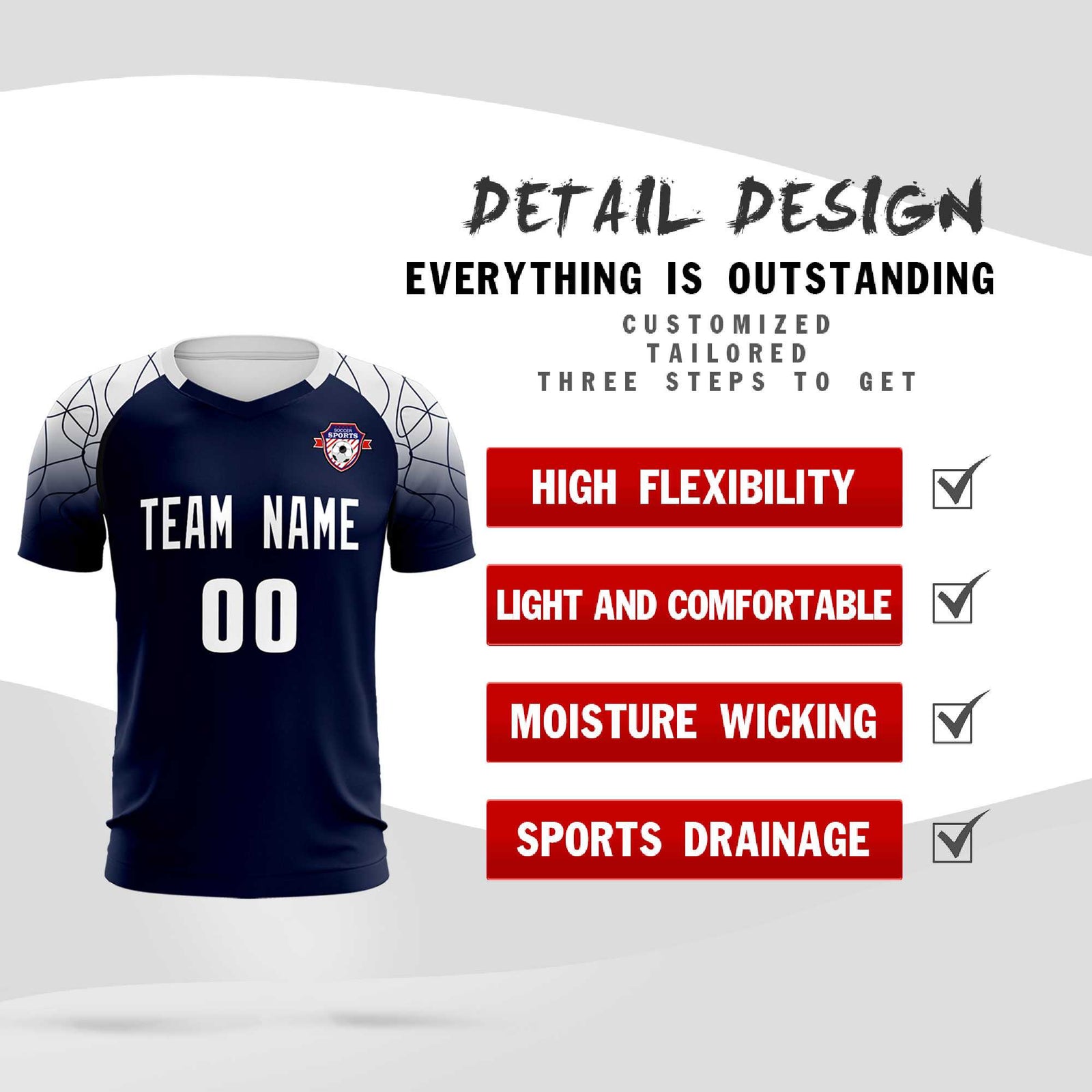 Custom Navy Classic Soccer Training Sets Jersey For Adults/Kids