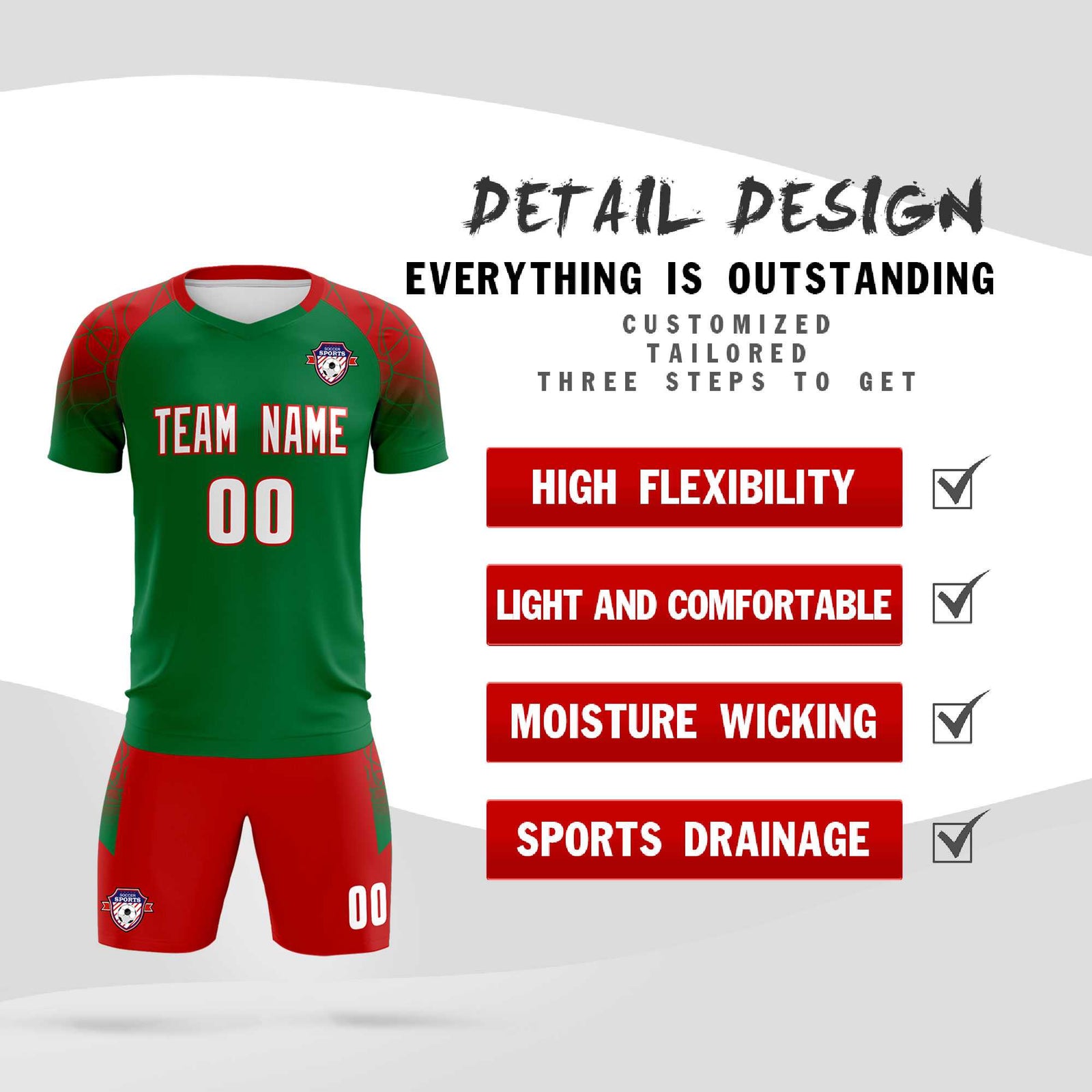 Custom Kelly Green Classic Soccer Training Sets Jersey For Adults/Kids