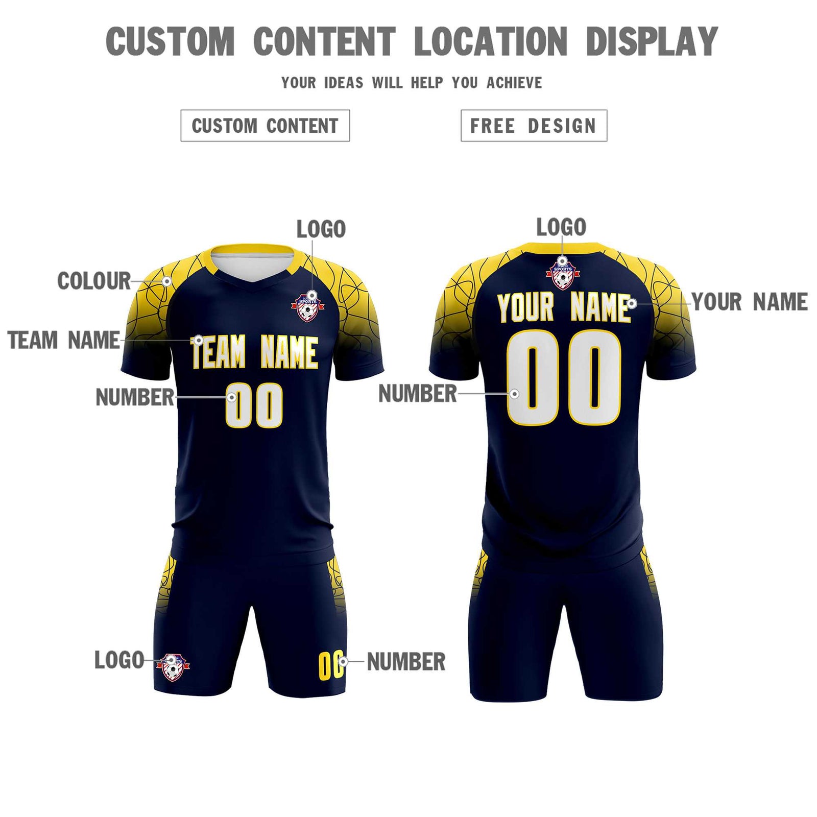 Custom Navy Classic Soccer Training Sets Jersey For Adults/Kids