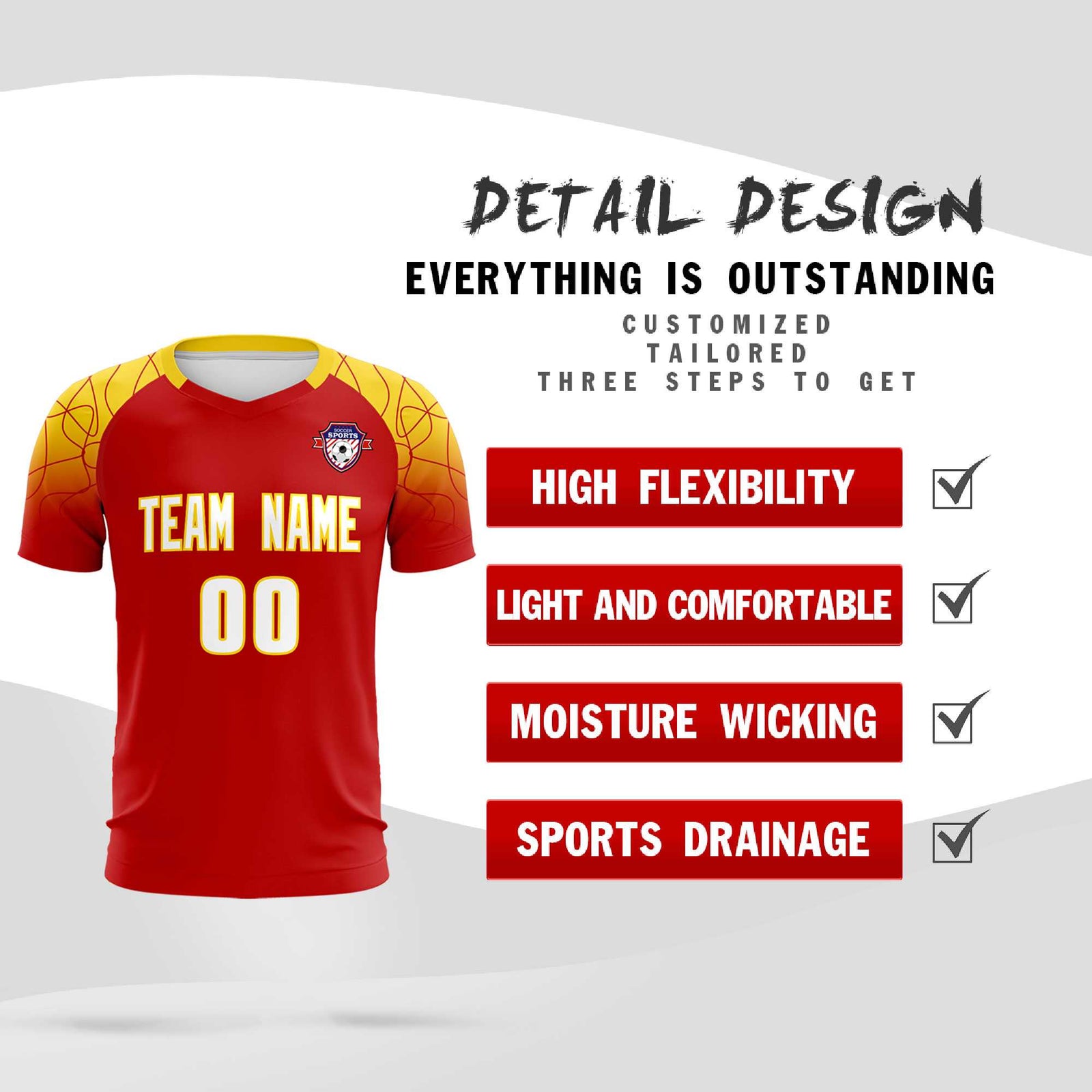 Custom Red Classic Soccer Training Sets Jersey For Adults/Kids