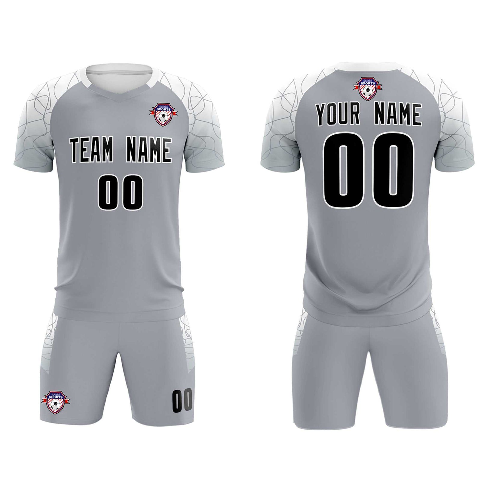 Custom Silver Classic Soccer Training Sets Jersey For Adults/Kids