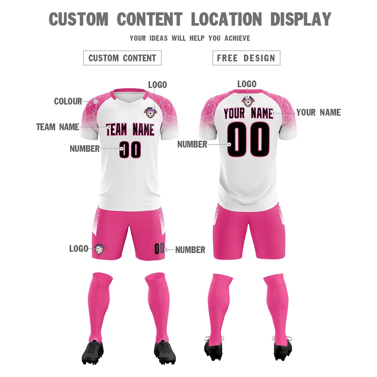 Custom White Classic Soccer Training Sets Jersey For Adults/Kids