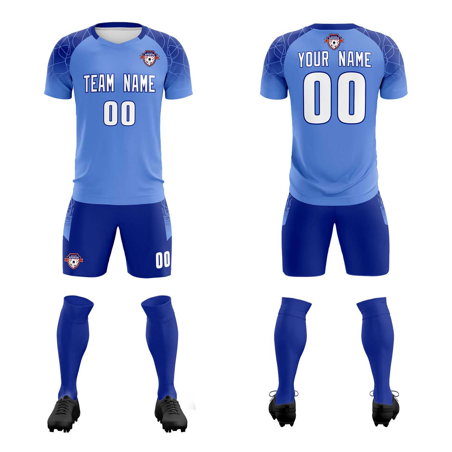 Custom Light Blue Classic Soccer Training Sets Jersey For Adults/Kids