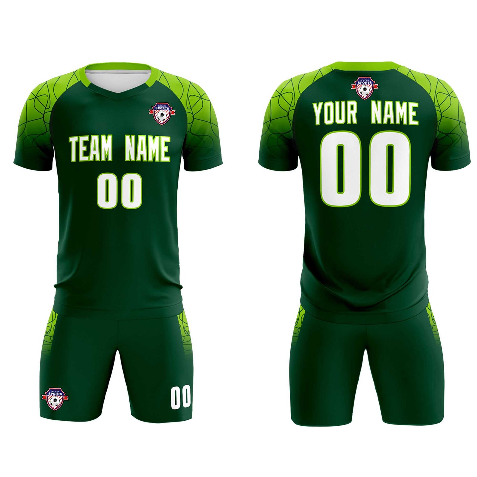 Custom Green Classic Soccer Training Sets Jersey For Adults/Kids