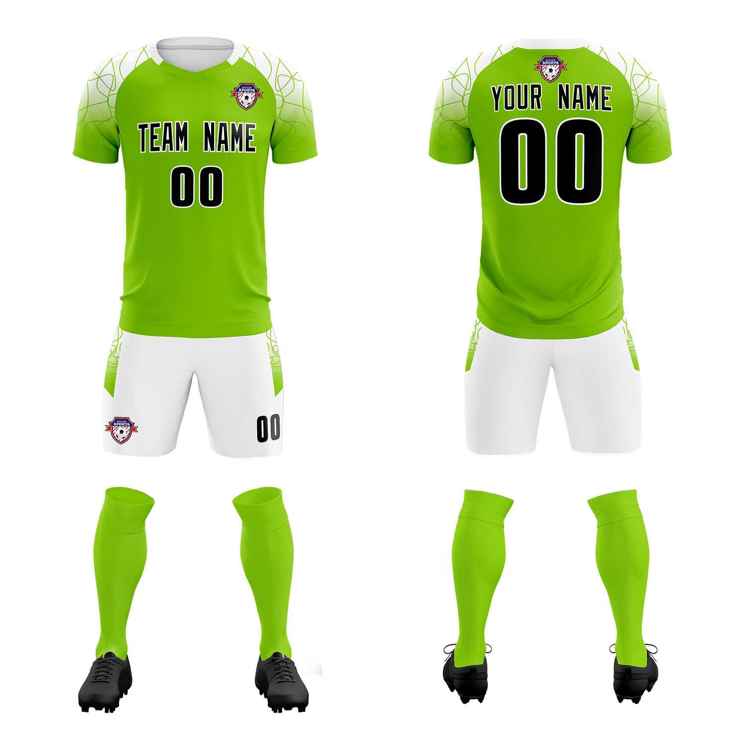 Custom Green Classic Soccer Training Sets Jersey For Adults/Kids
