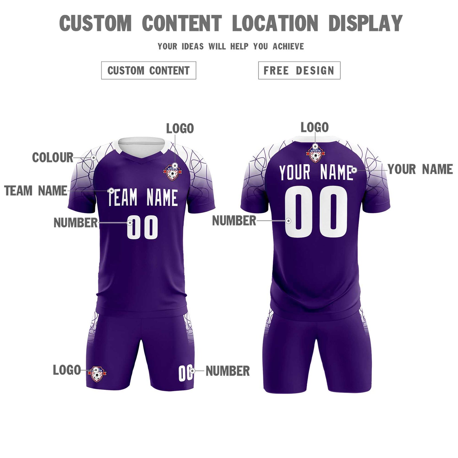 Custom Purple Classic Soccer Training Sets Jersey For Adults/Kids
