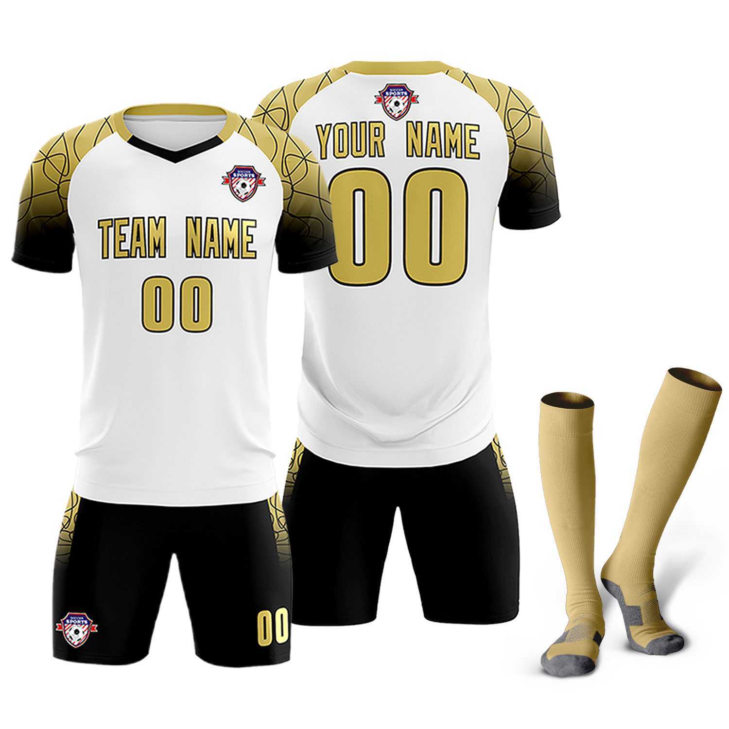 Custom White Classic Soccer Training Sets Jersey For Adults/Kids