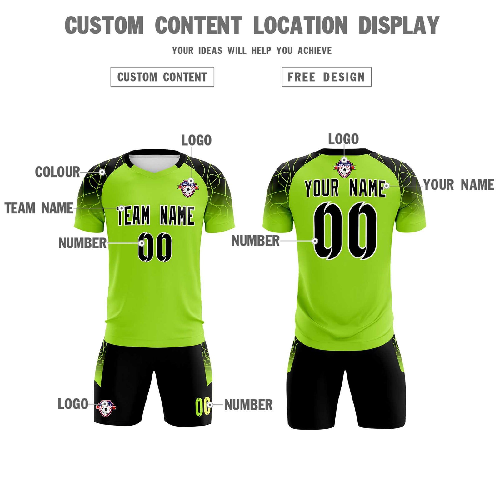 Custom Neon Green Classic Soccer Training Sets Jersey For Adults/Kids