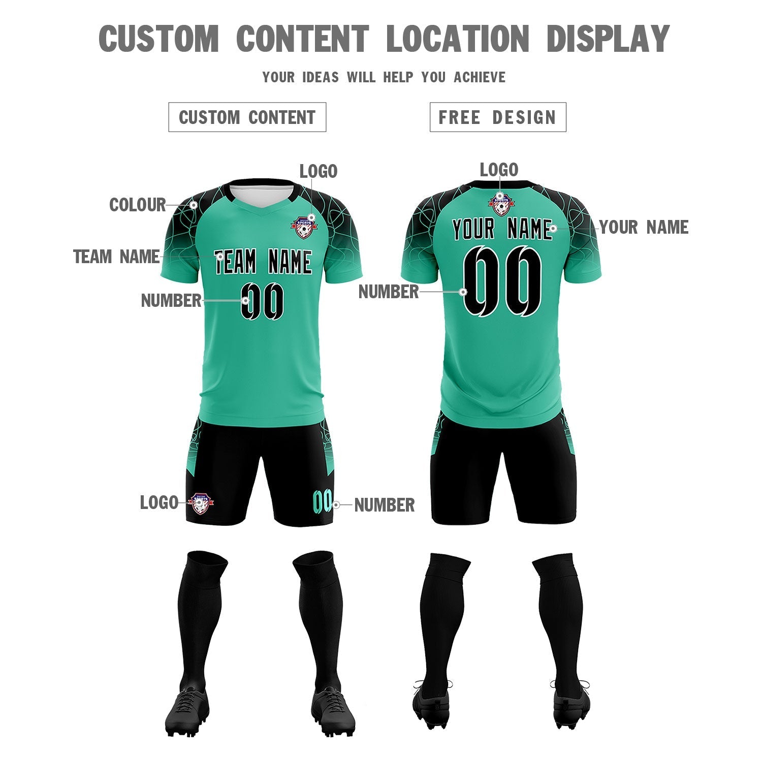 Custom Green Classic Soccer Training Sets Jersey For Adults/Kids
