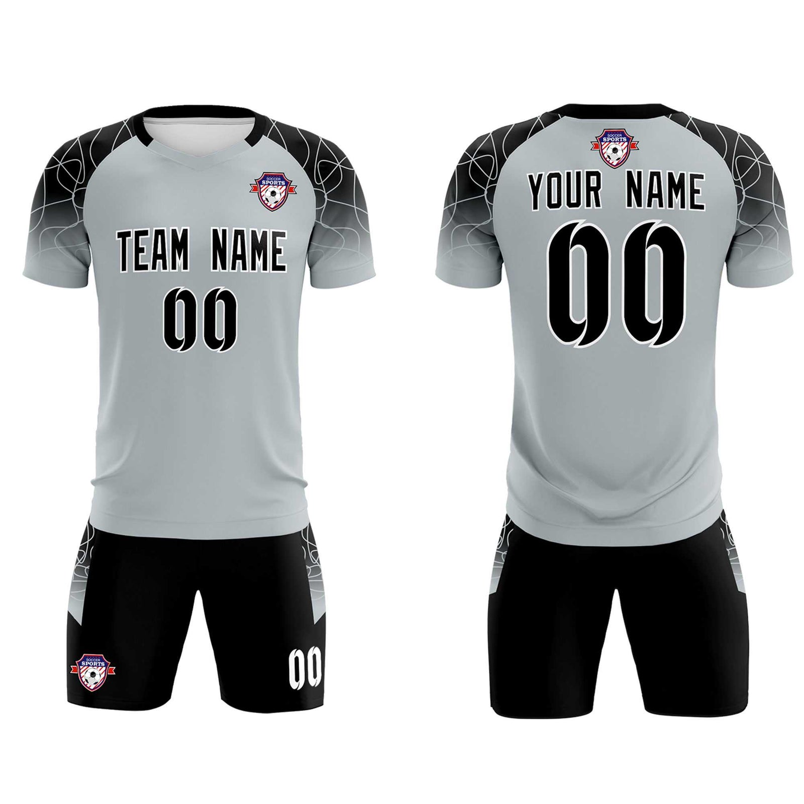 Custom Silver Classic Soccer Training Sets Jersey For Adults/Kids
