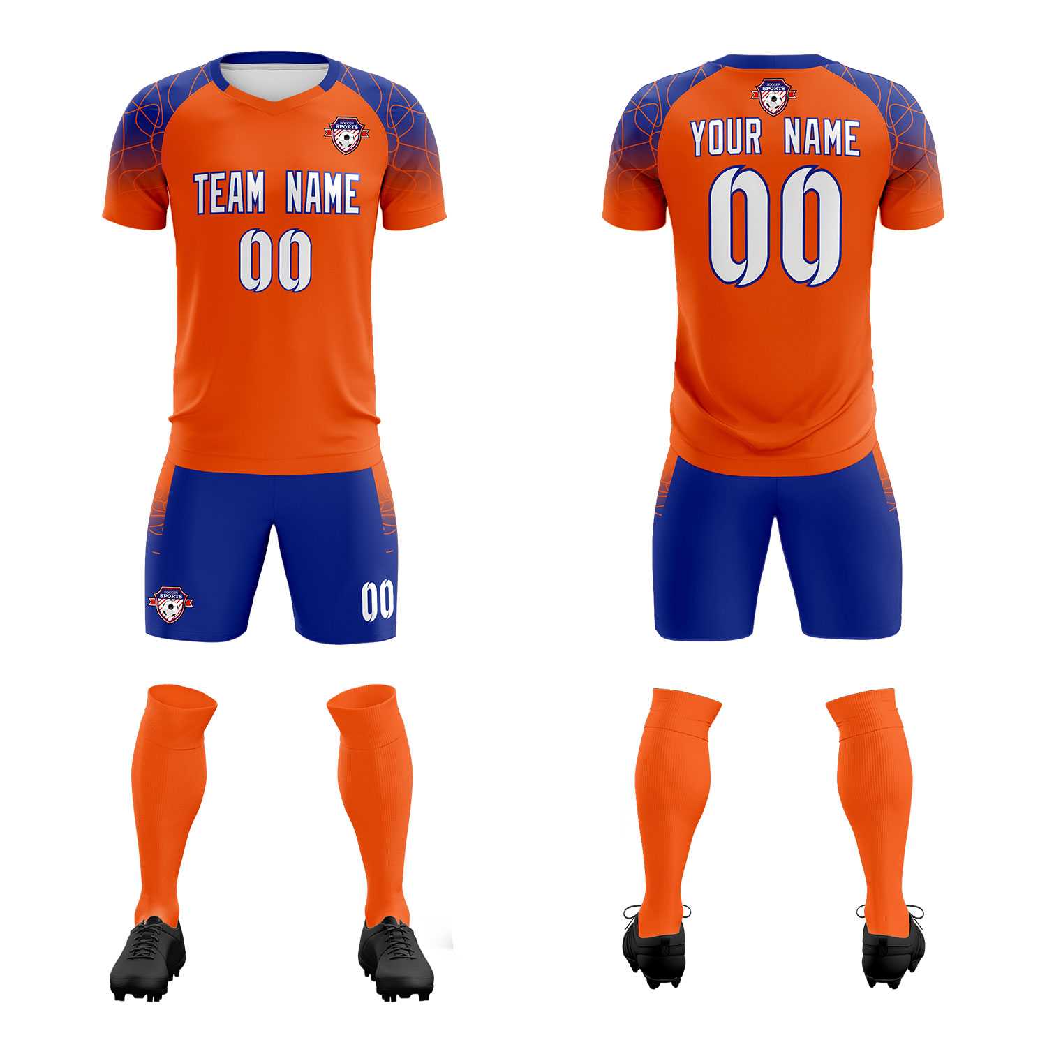 Custom Orange Classic Soccer Training Sets Jersey For Adults/Kids