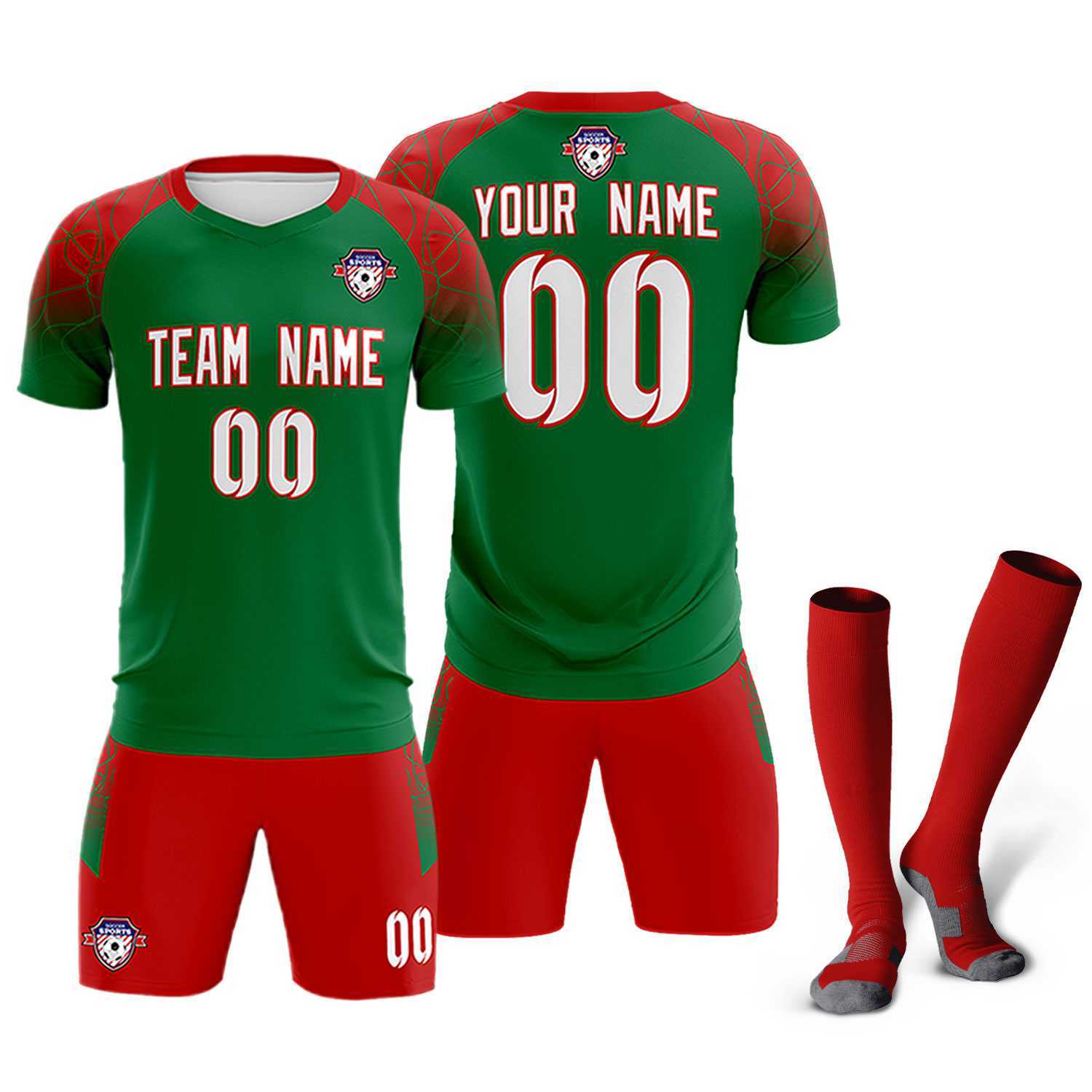 Custom Kelly Green Classic Soccer Training Sets Jersey For Adults/Kids