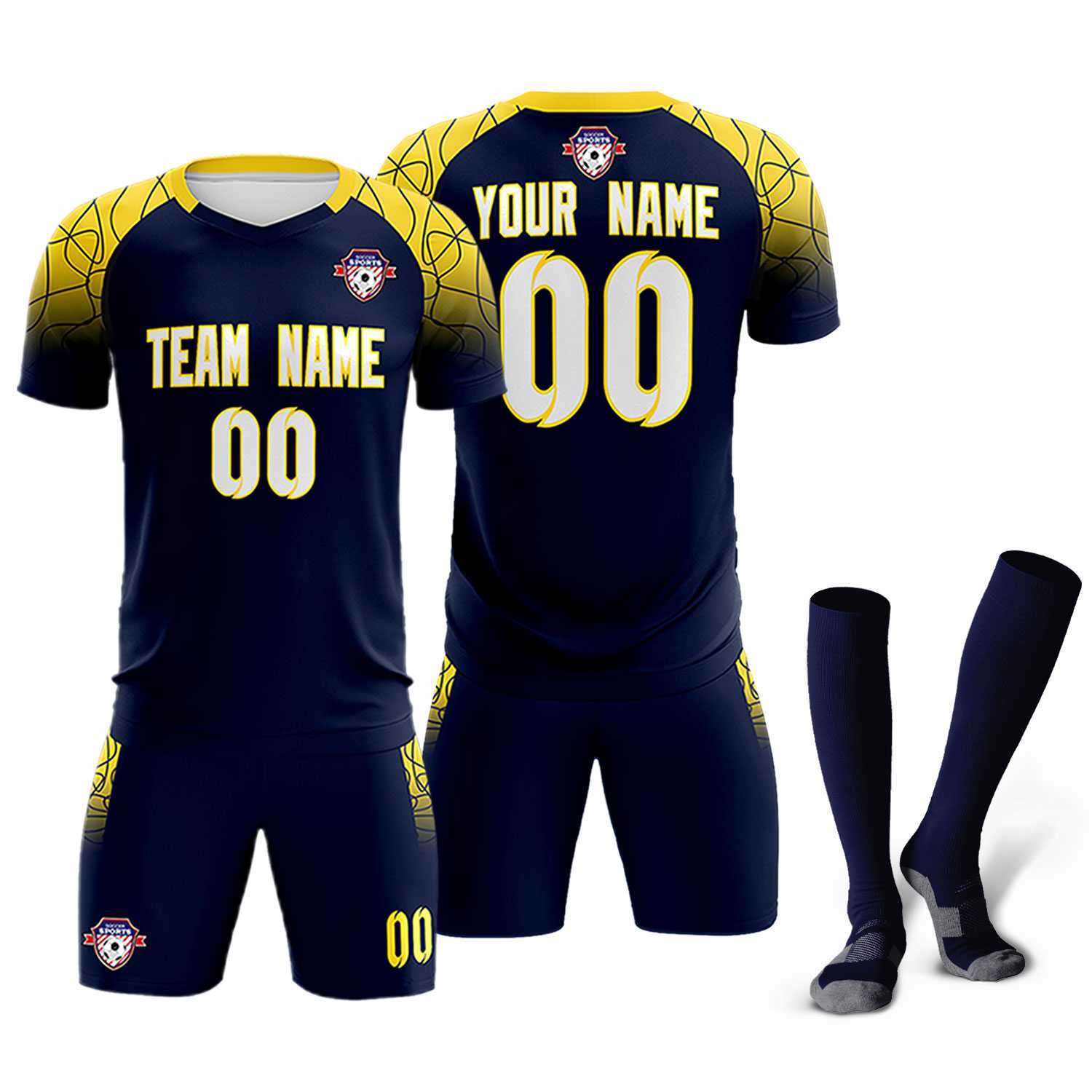 Custom Navy Classic Soccer Training Sets Jersey For Adults/Kids