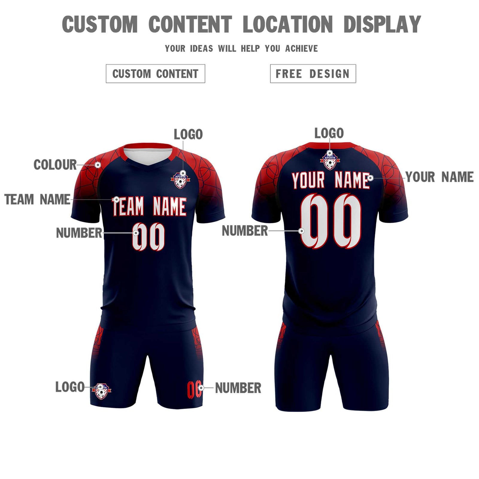 Custom Navy Classic Soccer Training Sets Jersey For Adults/Kids