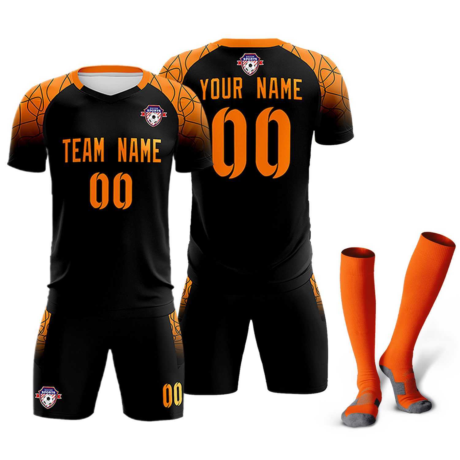Custom Black Classic Soccer Training Sets Jersey For Adults/Kids