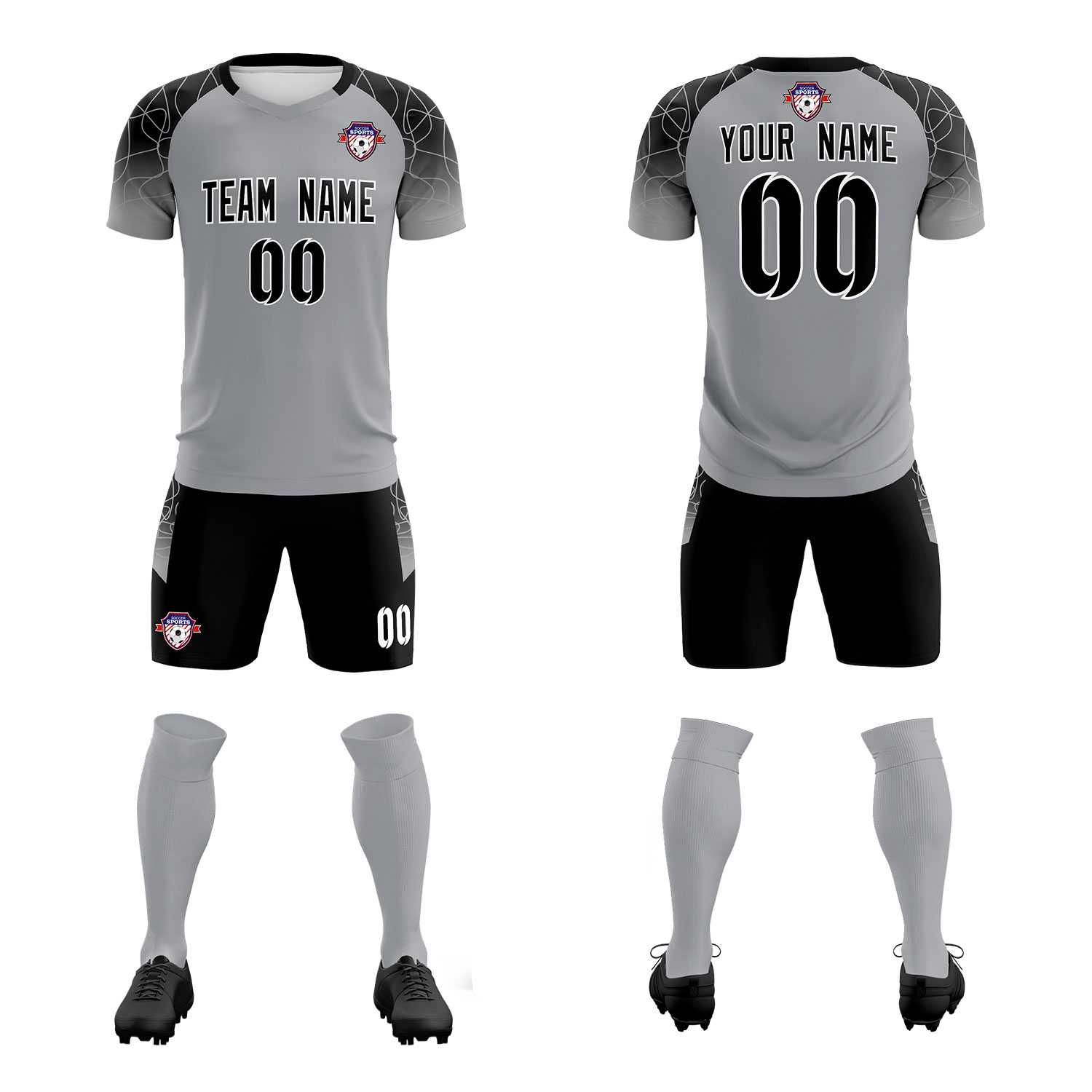 Custom Silver Classic Soccer Training Sets Jersey For Adults/Kids