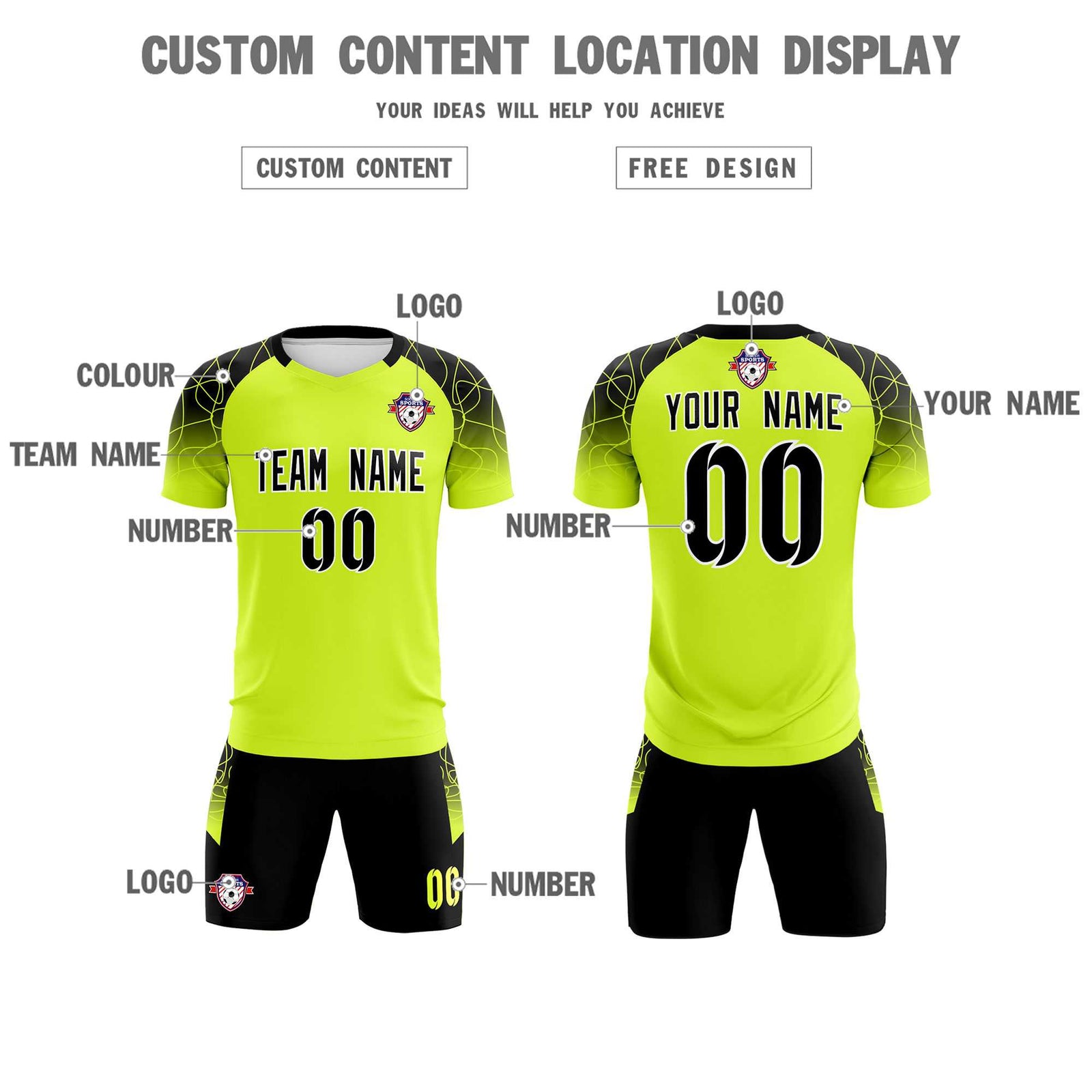 Custom Neon Green Classic Soccer Training Sets Jersey For Adults/Kids