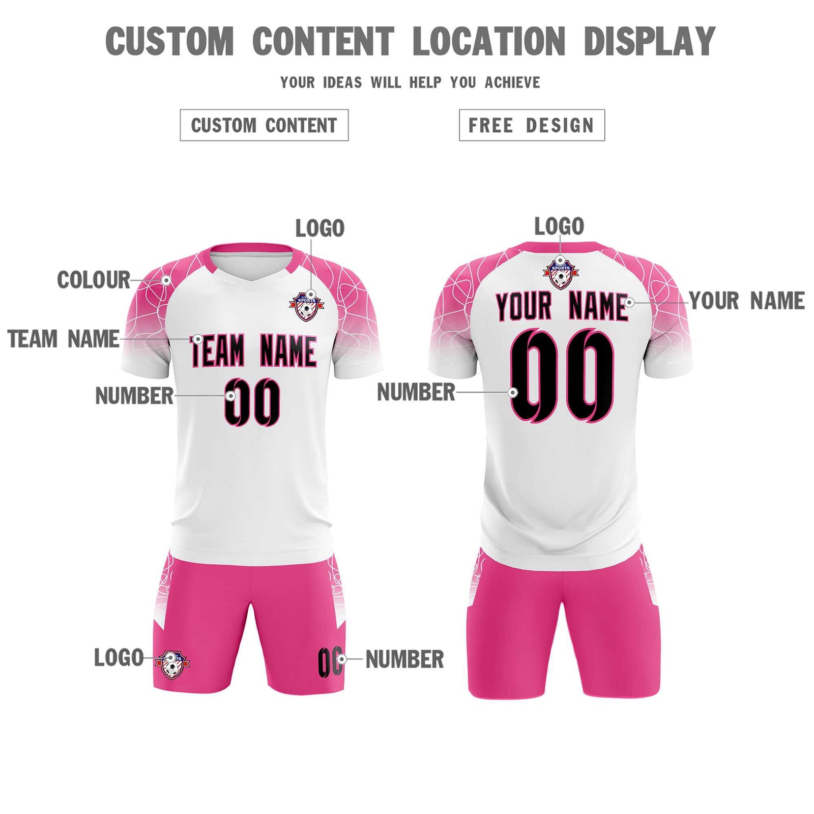 Custom White Classic Soccer Training Sets Jersey For Adults/Kids
