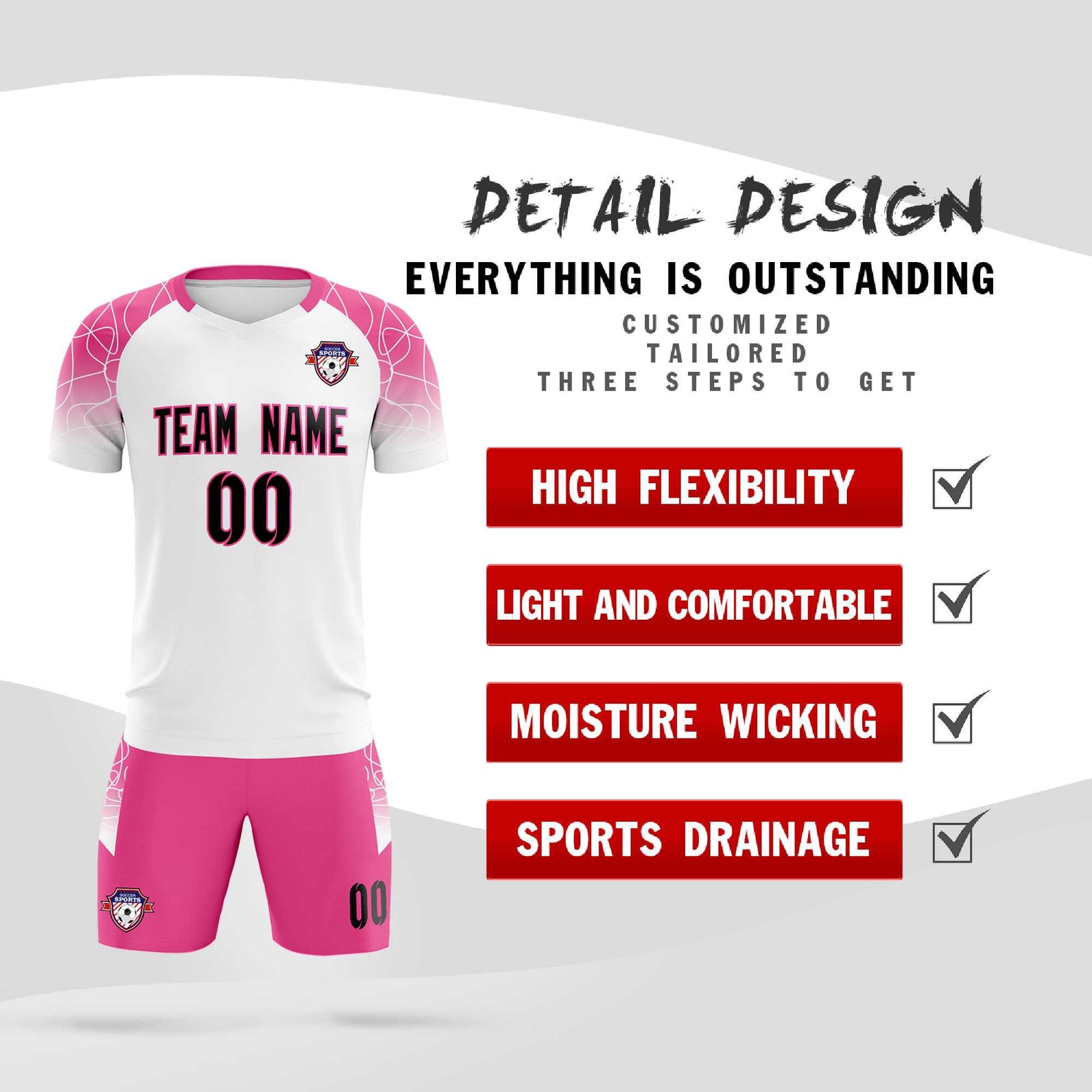 Custom White Classic Soccer Training Sets Jersey For Adults/Kids