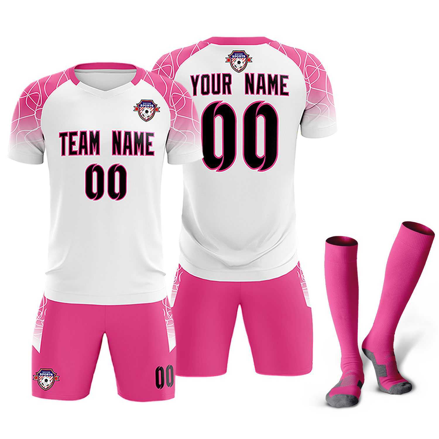 Custom White Classic Soccer Training Sets Jersey For Adults/Kids