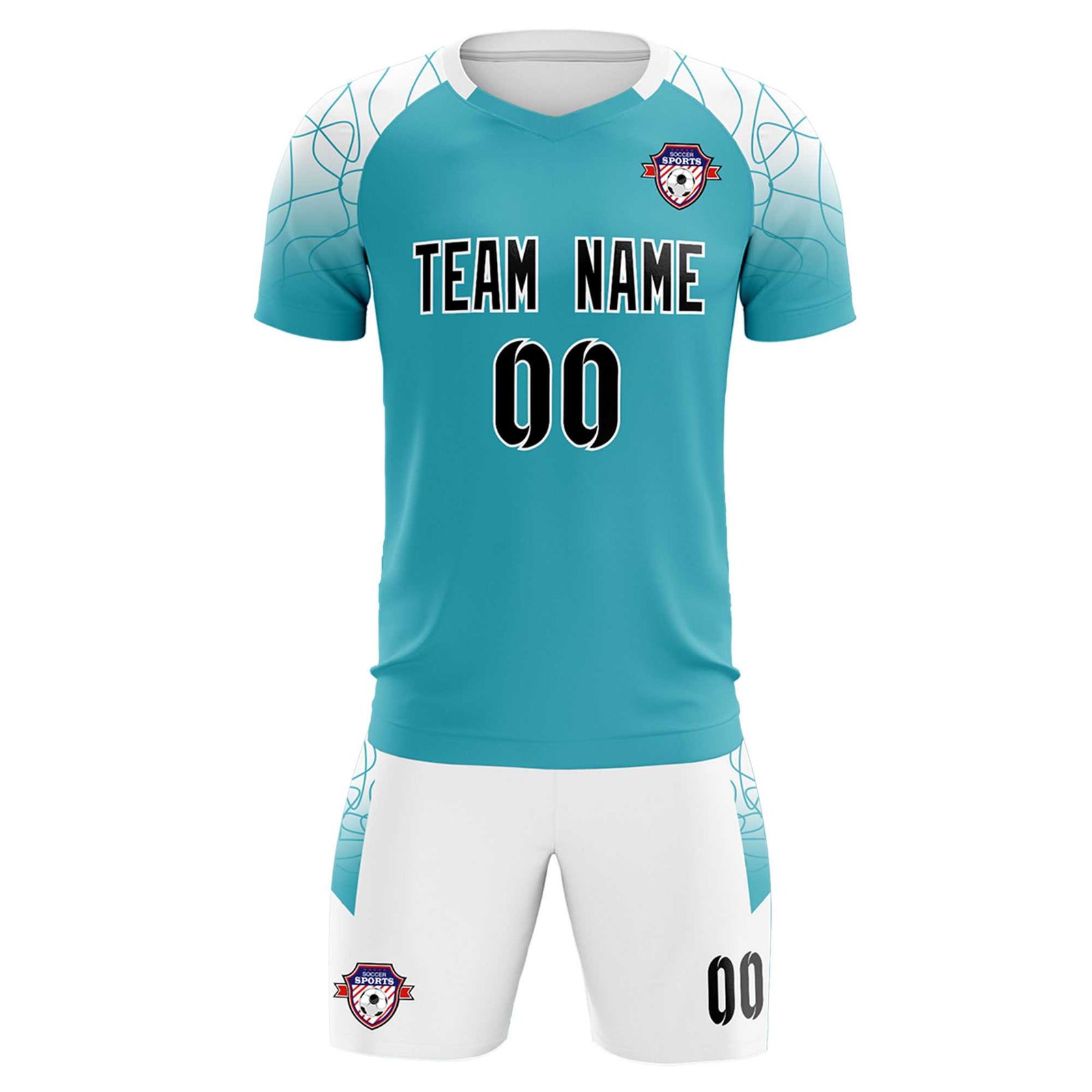Custom Aqua Classic Soccer Training Sets Jersey For Adults/Kids